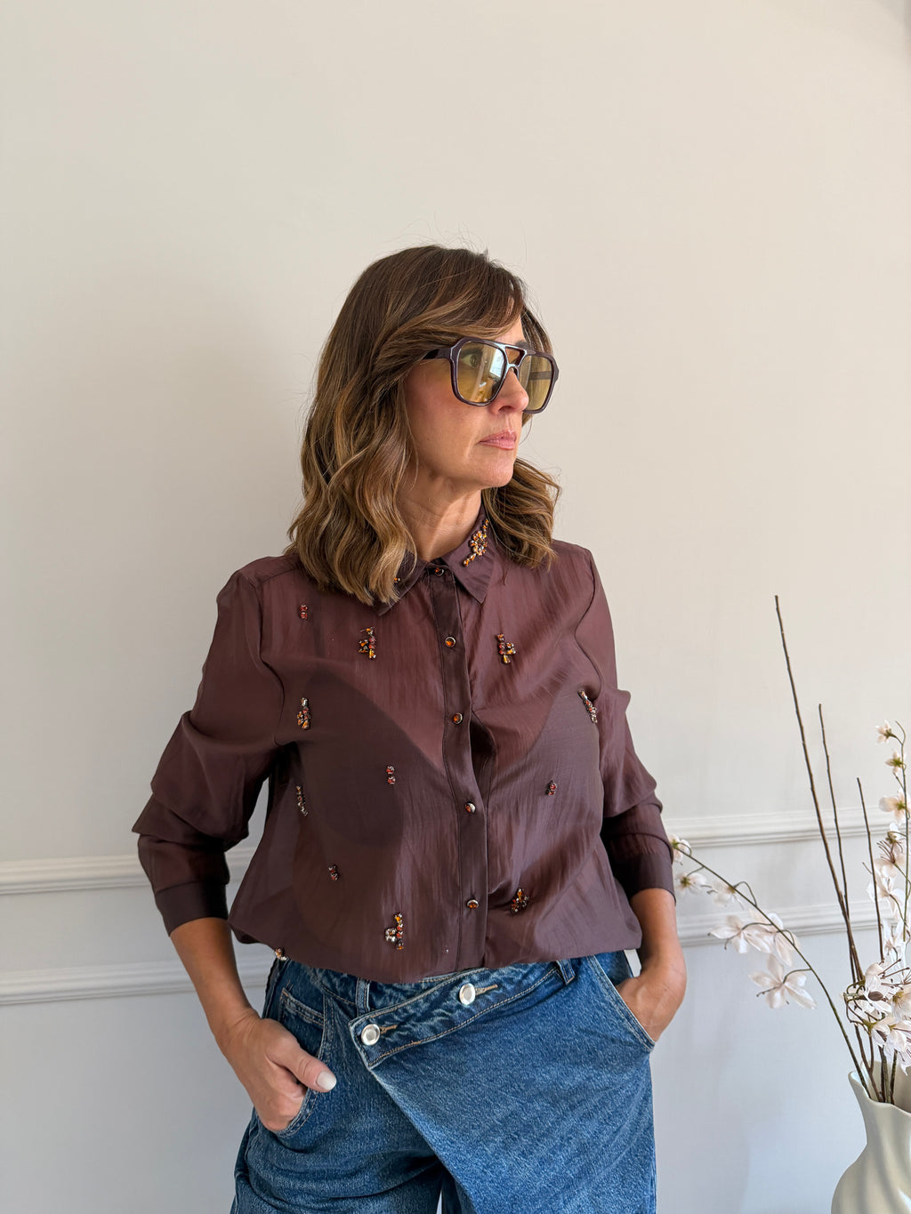 Camicia regular con applicazioni