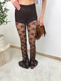 Pantalone in pizzo velato con effetto see-through