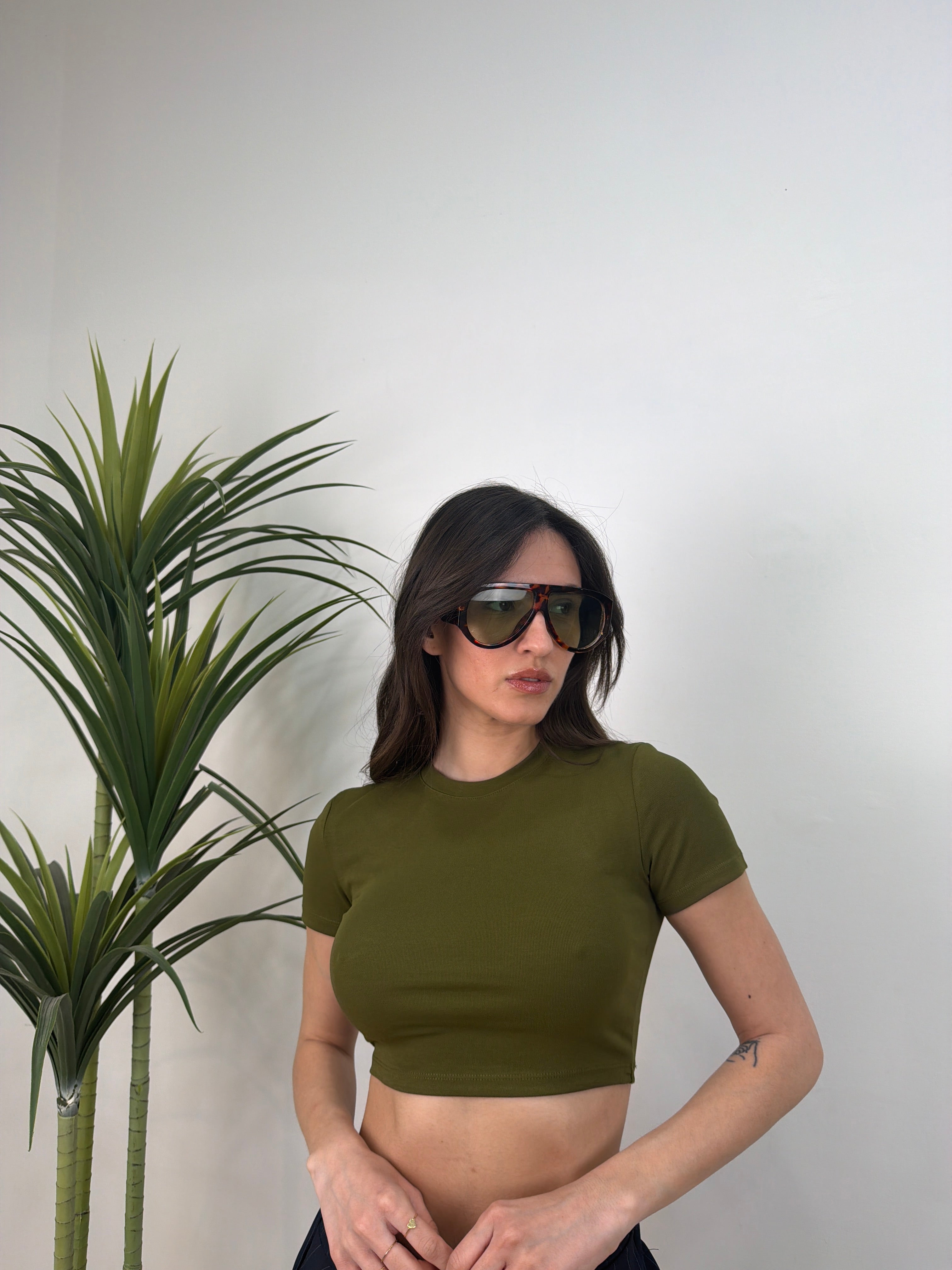 T-shirt crop mezze maniche slim fit (Lumina)