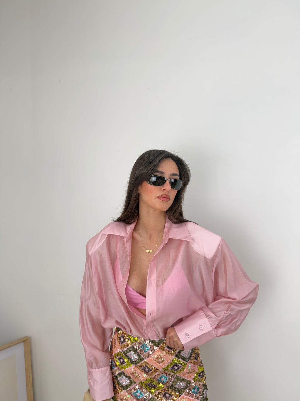 Camicia organza effetto velato oversize