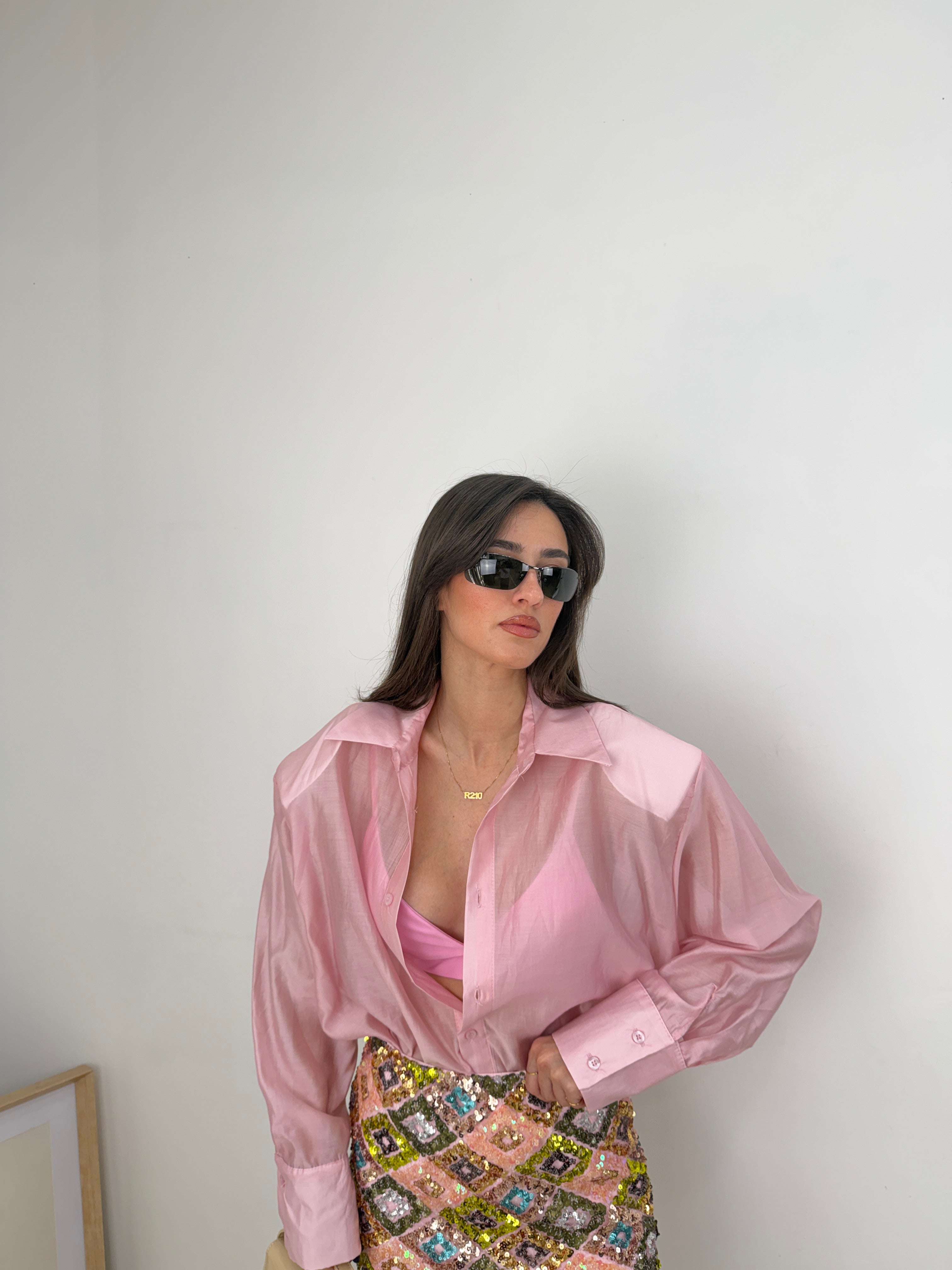 Camicia organza effetto velato oversize