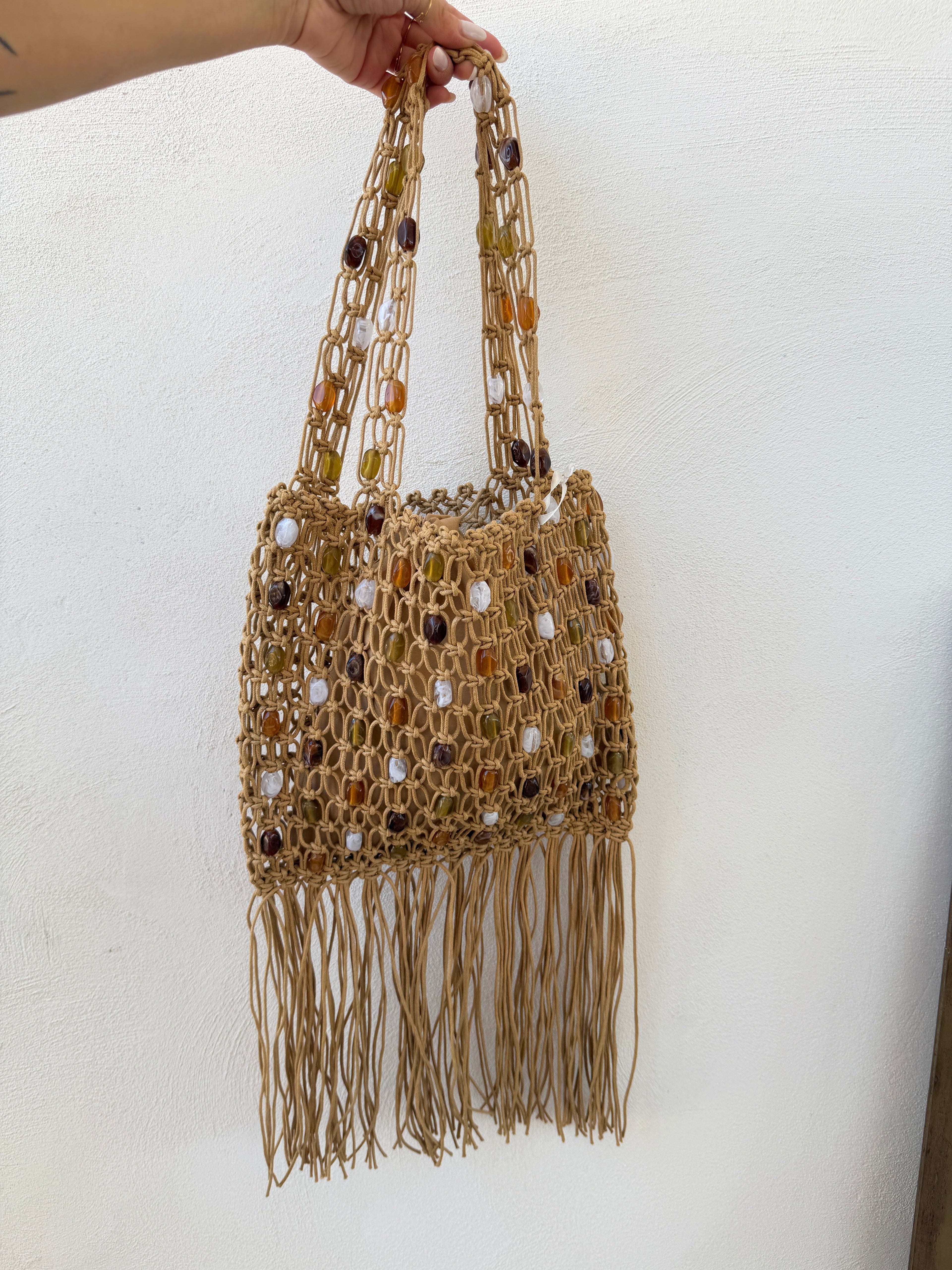 Borsa con Perline e Frange