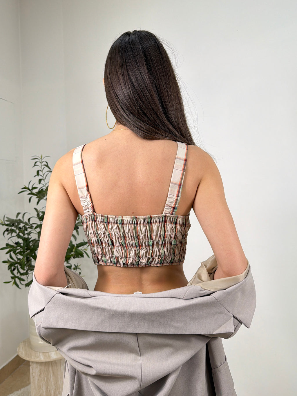 Top Crop a Quadri – con Schiena Elasticizzata