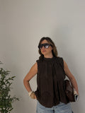 Blusa Sangallo Balloon con Schiena Aperta e Fiocco Elegante