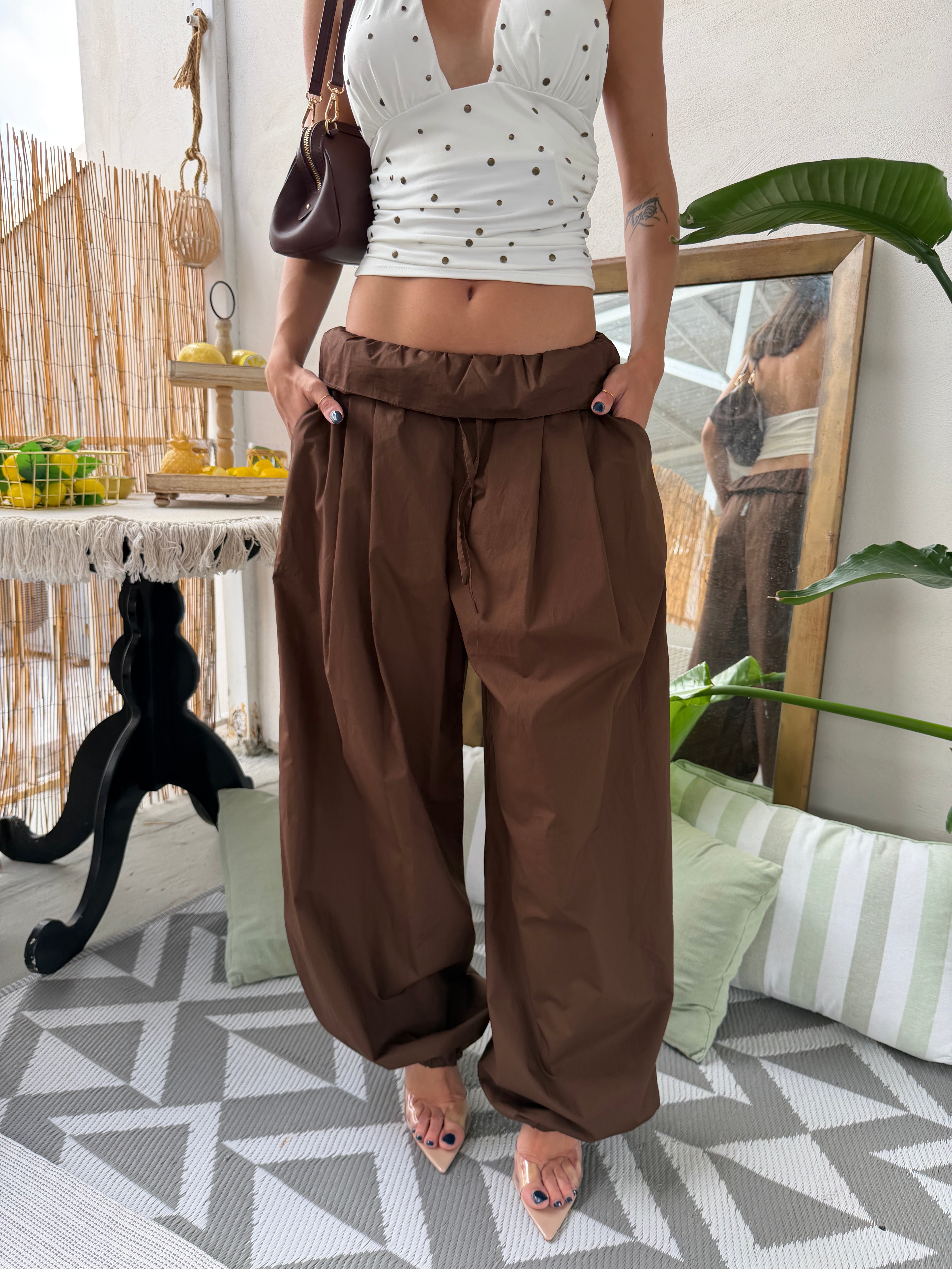 Pantalone Balloon con Coulisse e Fondo Regolabile