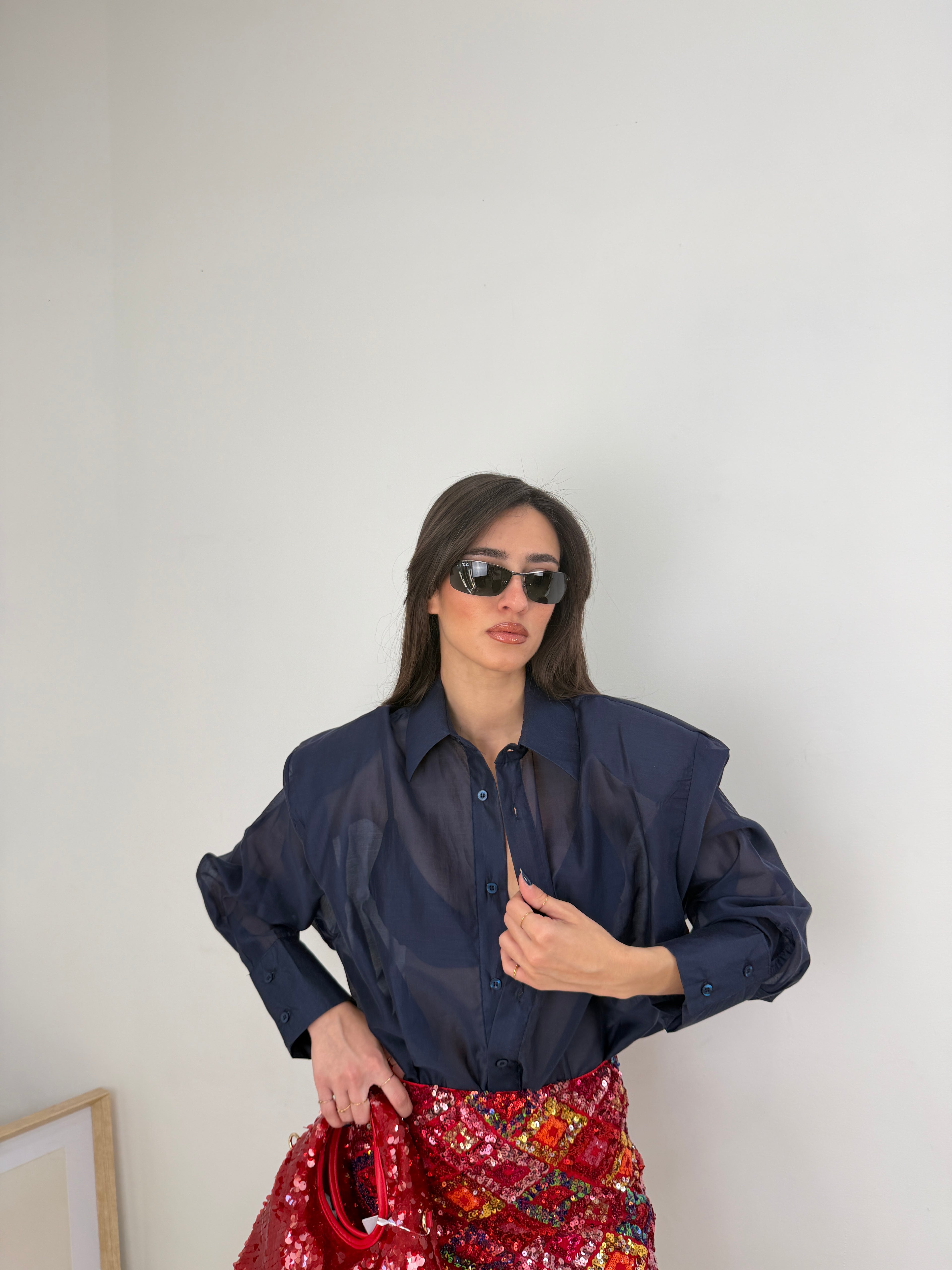 Camicia organza effetto velato oversize