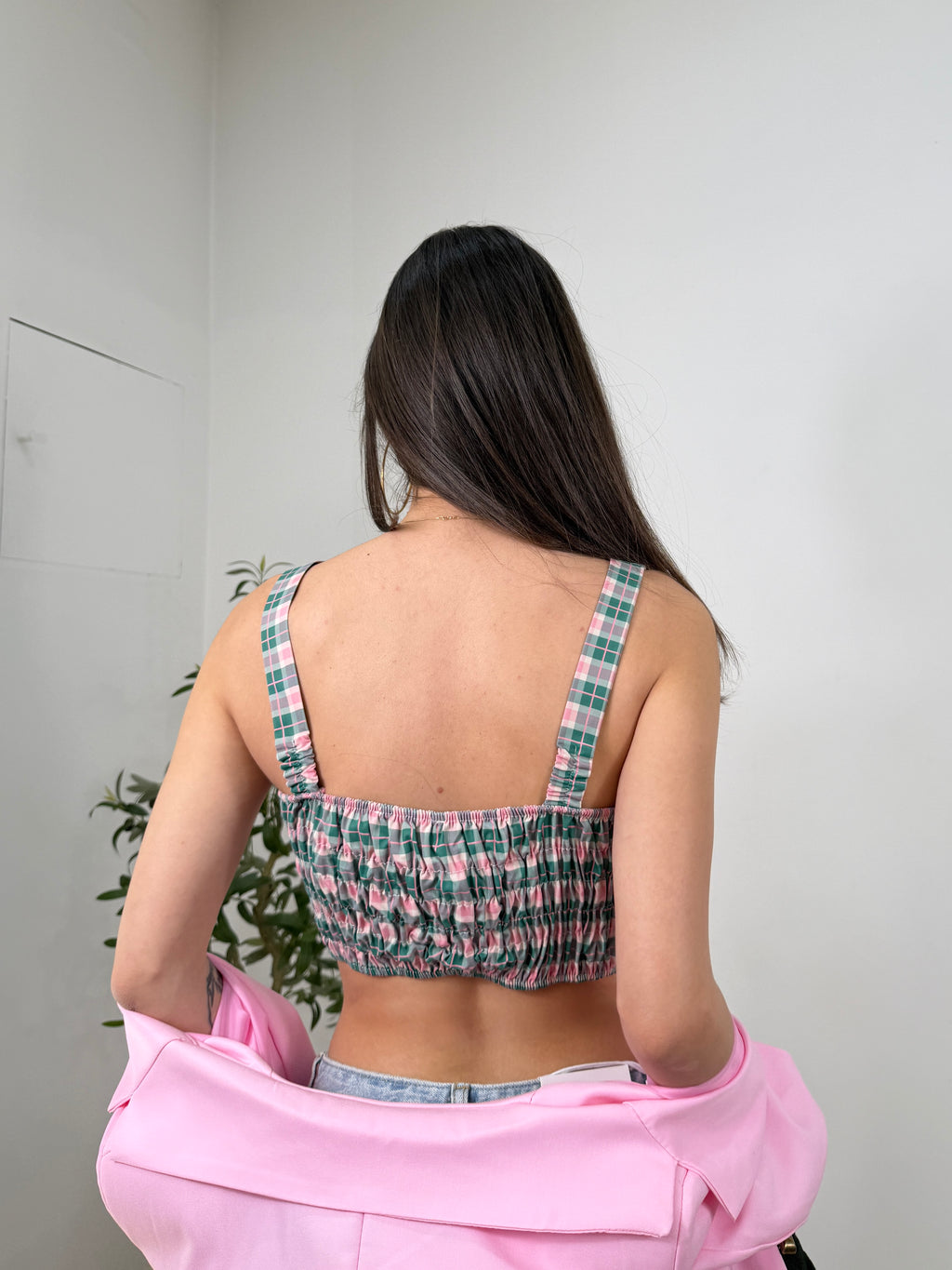 Top Crop a Quadri – con Schiena Elasticizzata