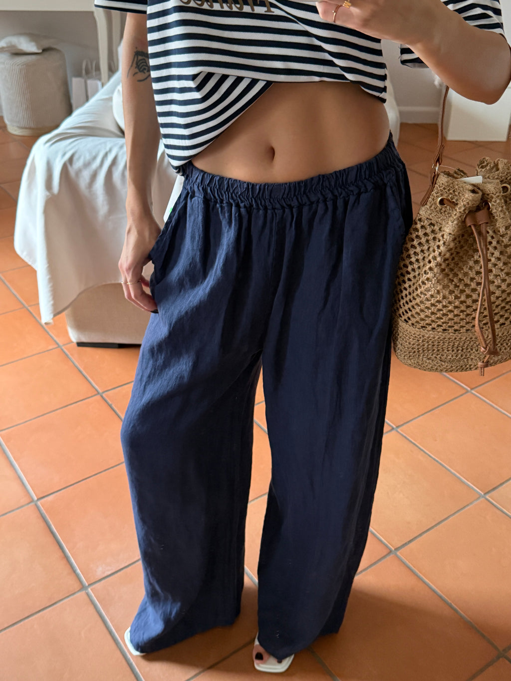 Pantalone palazzo in lino