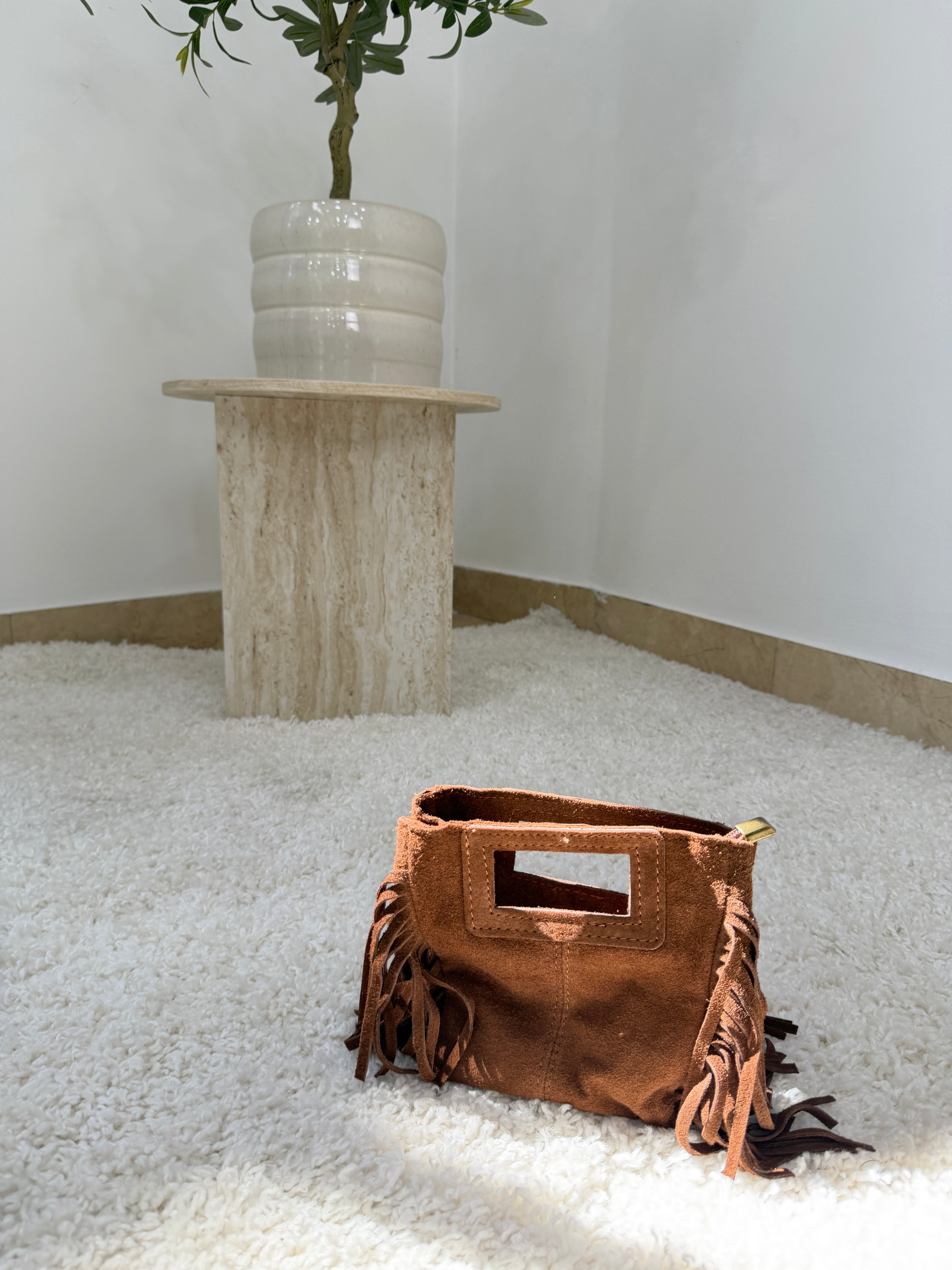 Mini bag in suede con frange