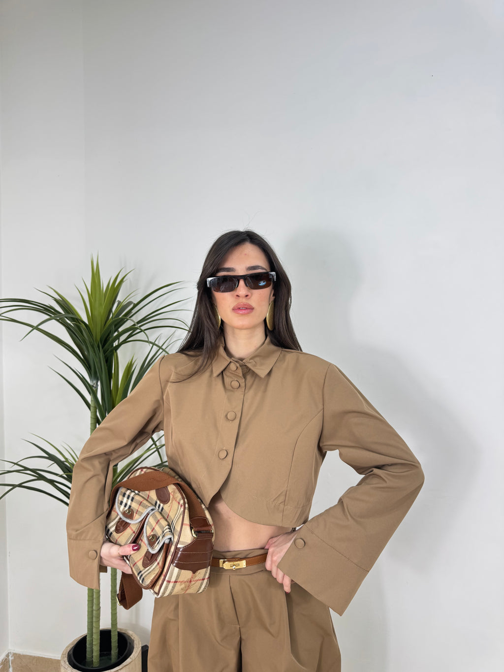 Coordinato Crop Jacket e Pantalone Vita Alta