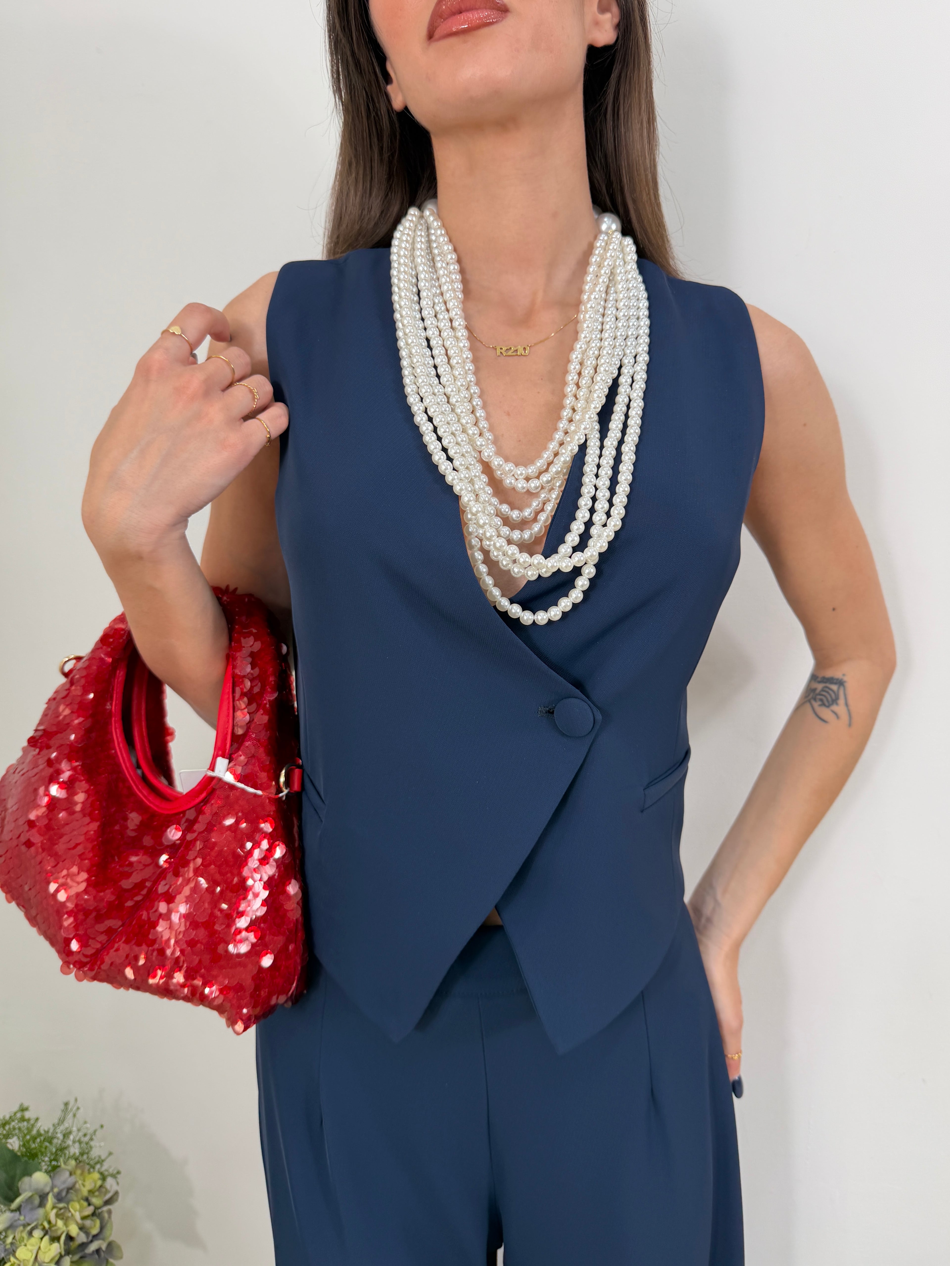 Coordinato katin gilet + Pantalone Palazzo Donna Elegante