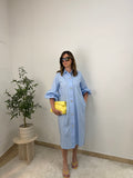 Chemisier Dress  con Bottoni Gioiello e Maniche Volant