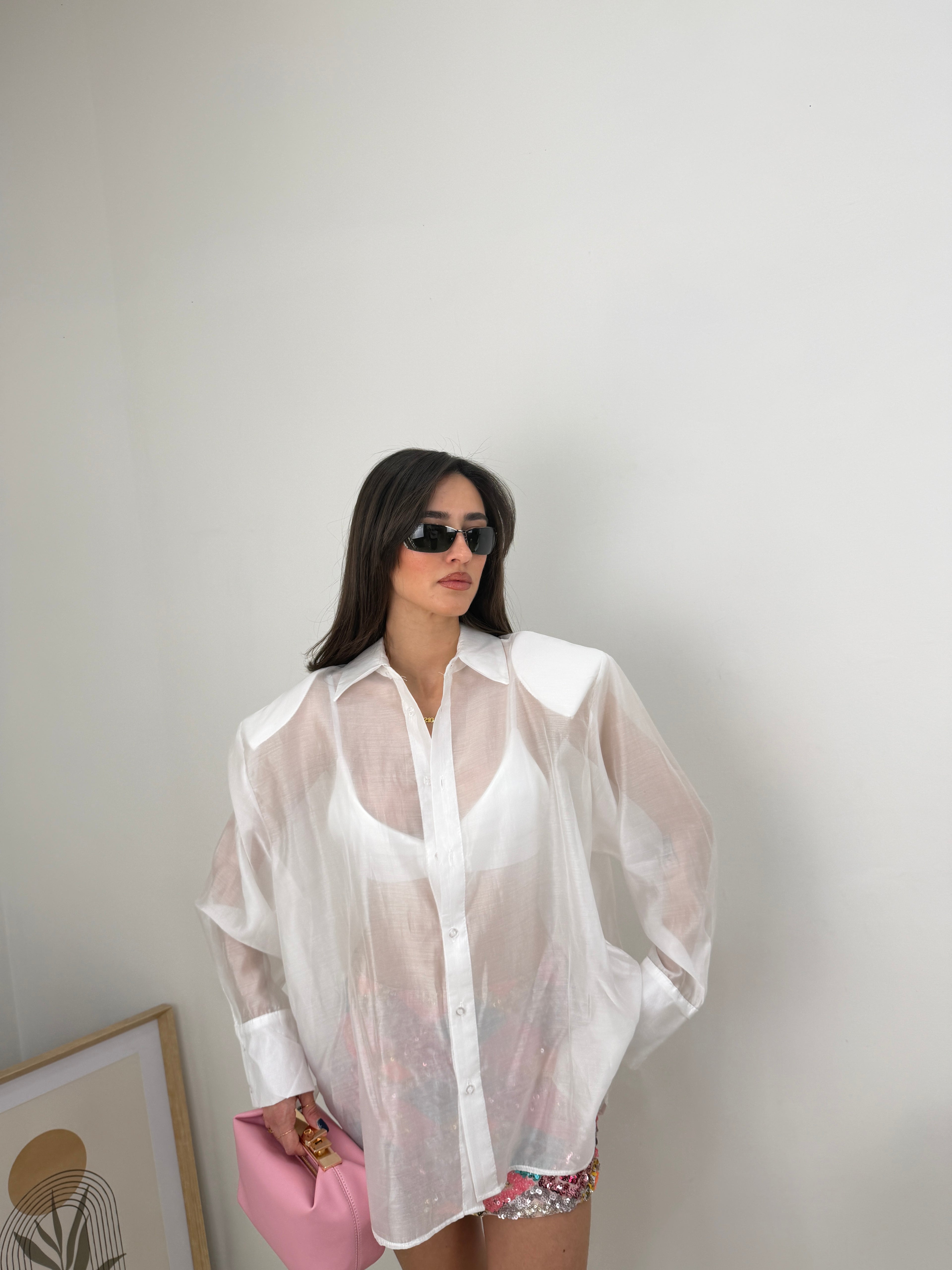 Camicia organza effetto velato oversize