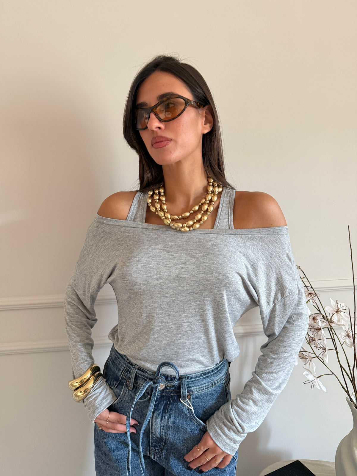 Maglia con Scollo Ampio con canotta