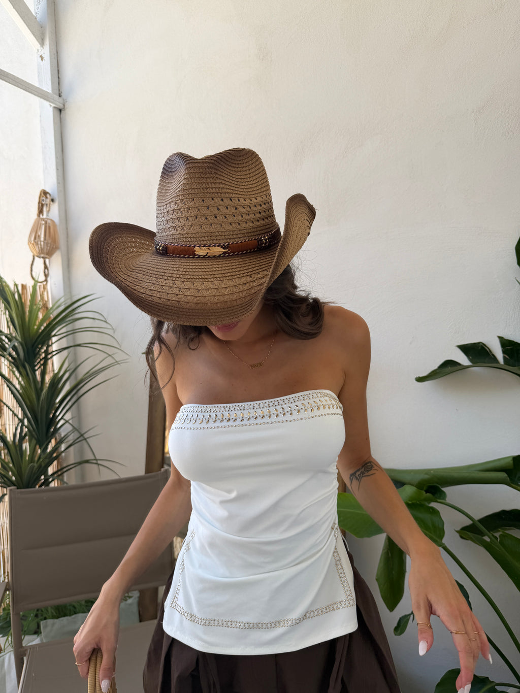 Top a fascia con strass