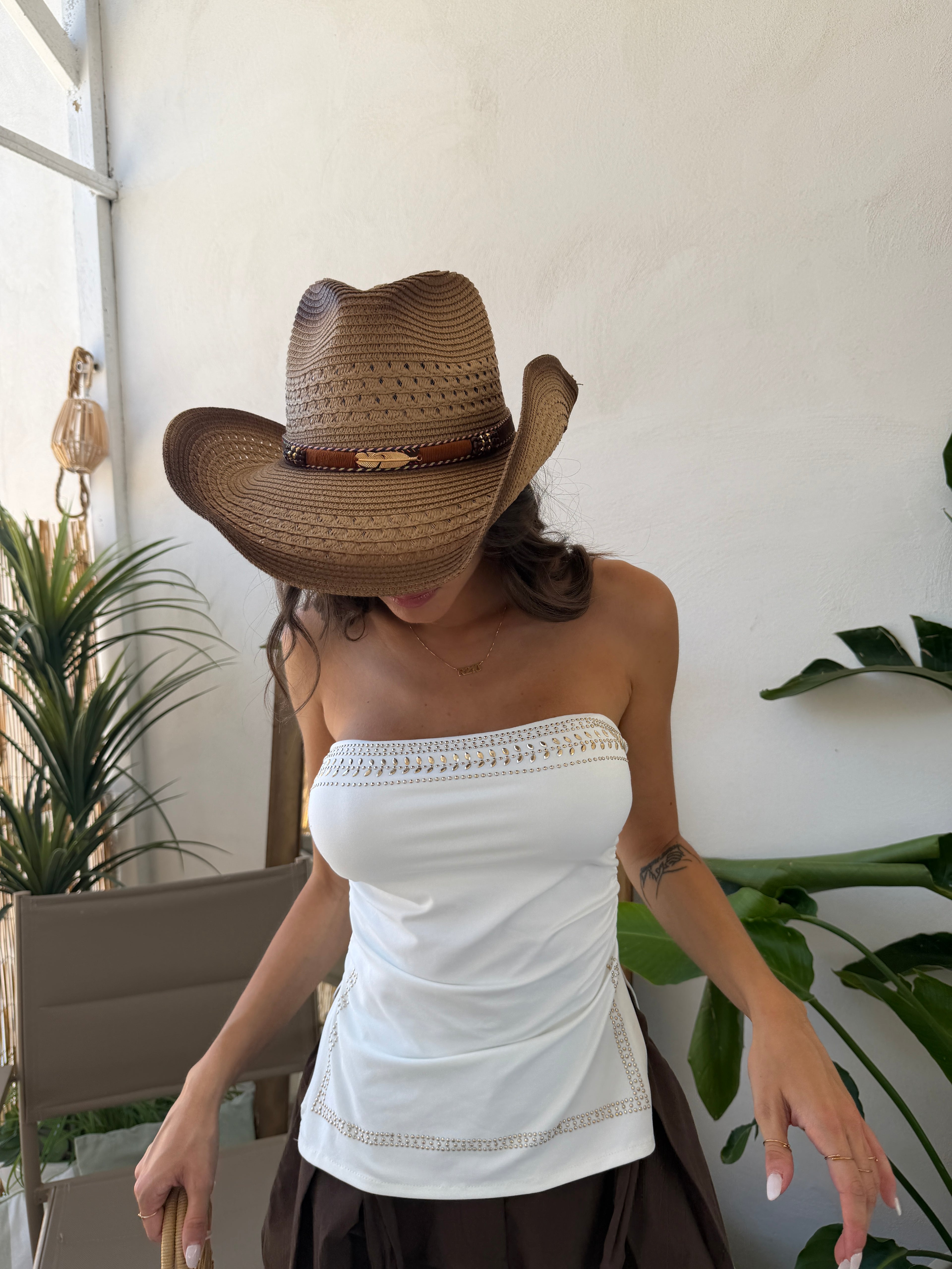 Top a fascia con strass