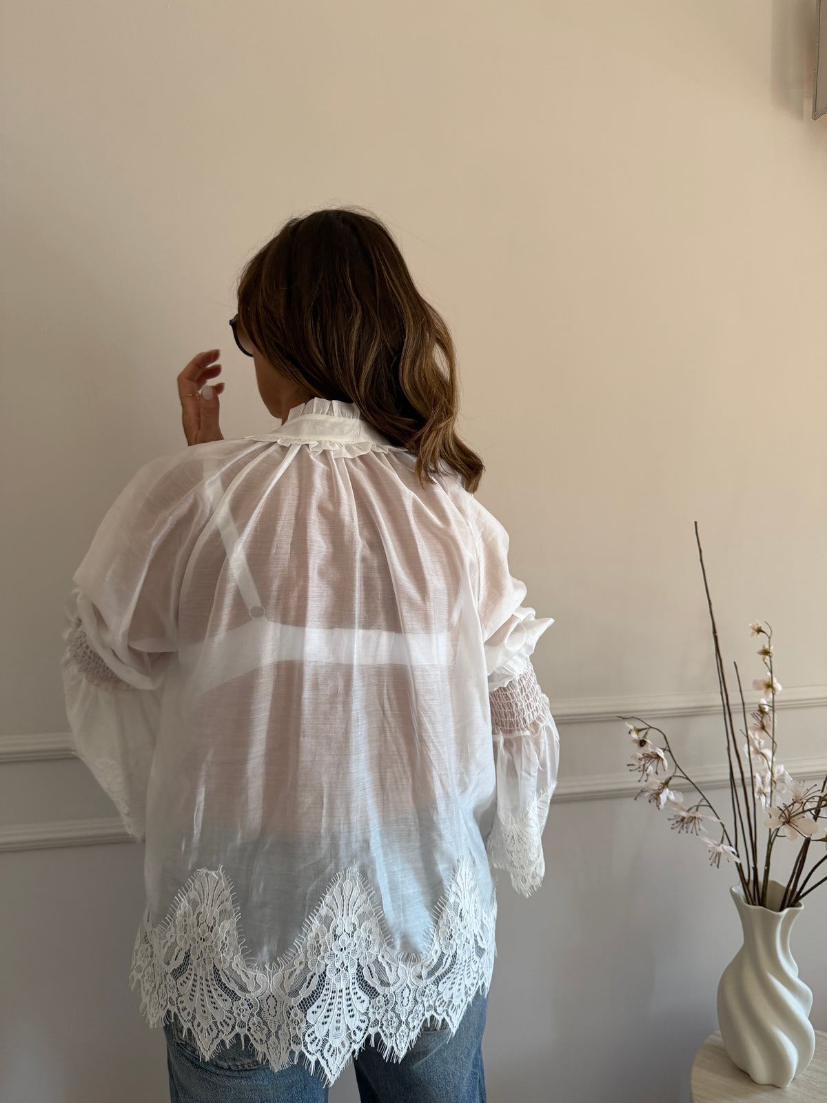 Camicia in Voile con Pizzo