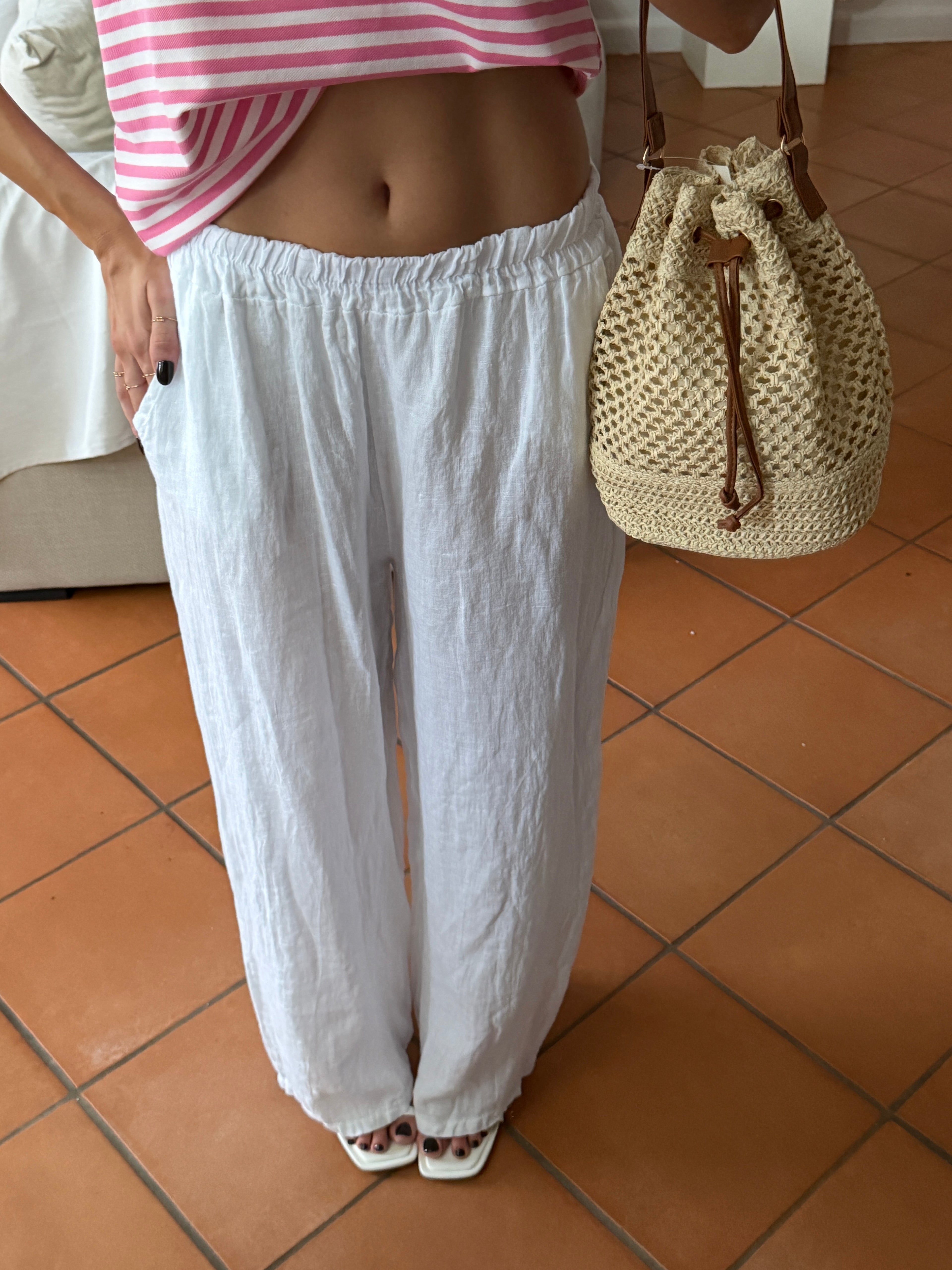 Pantalone in lino con elastico