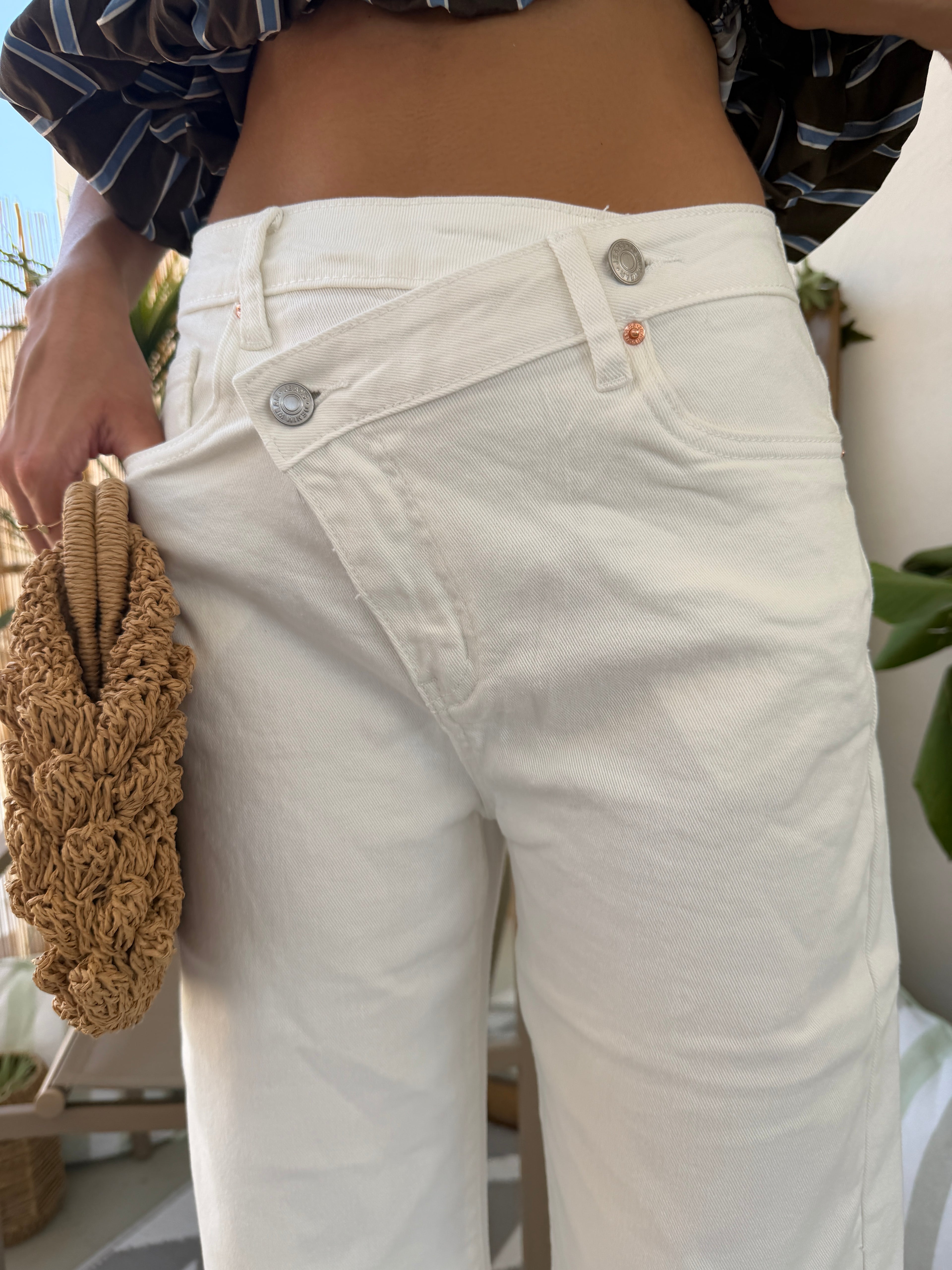 Jeans wide leg incrociata