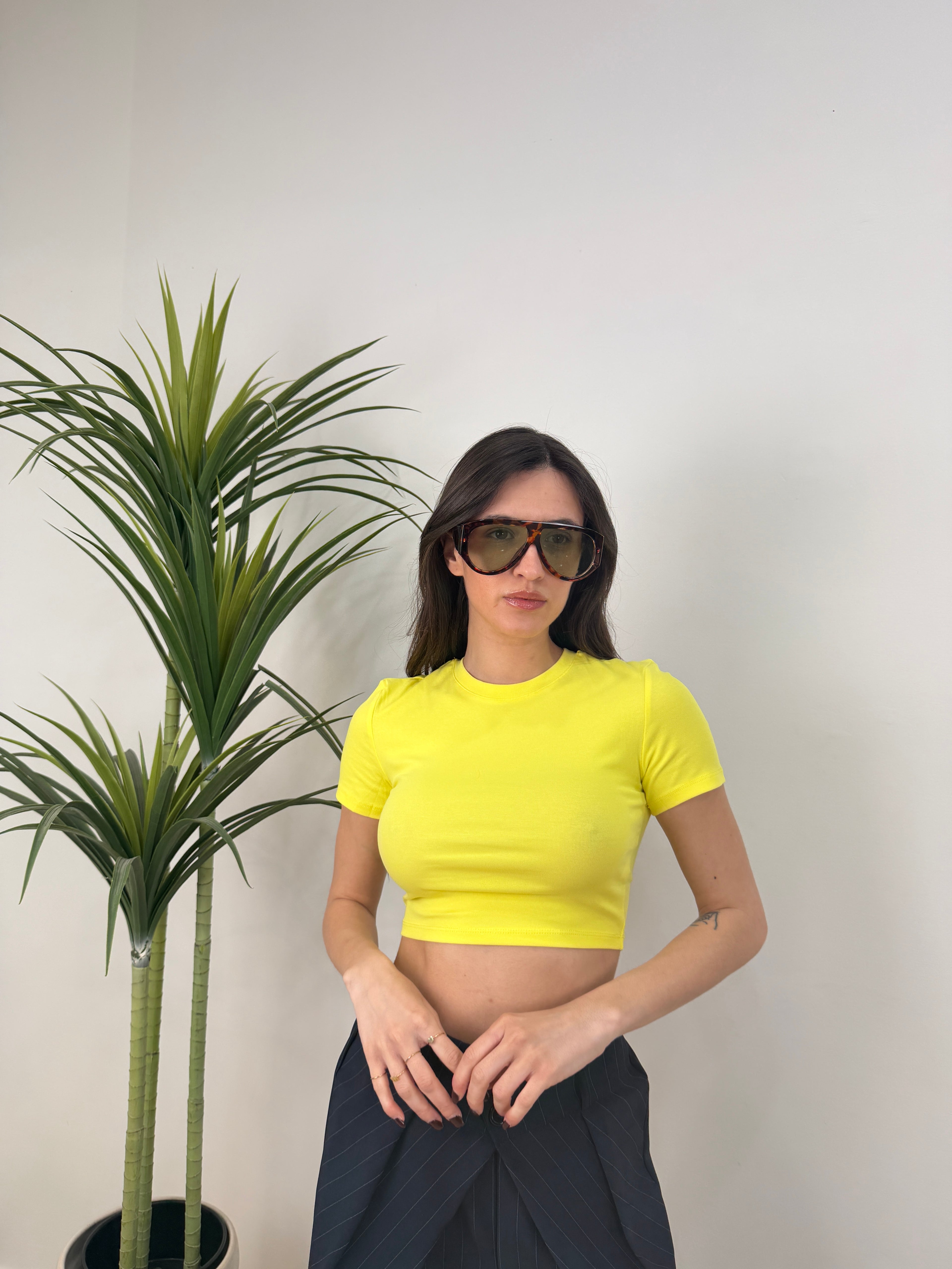 T-shirt crop mezze maniche slim fit (Lumina)