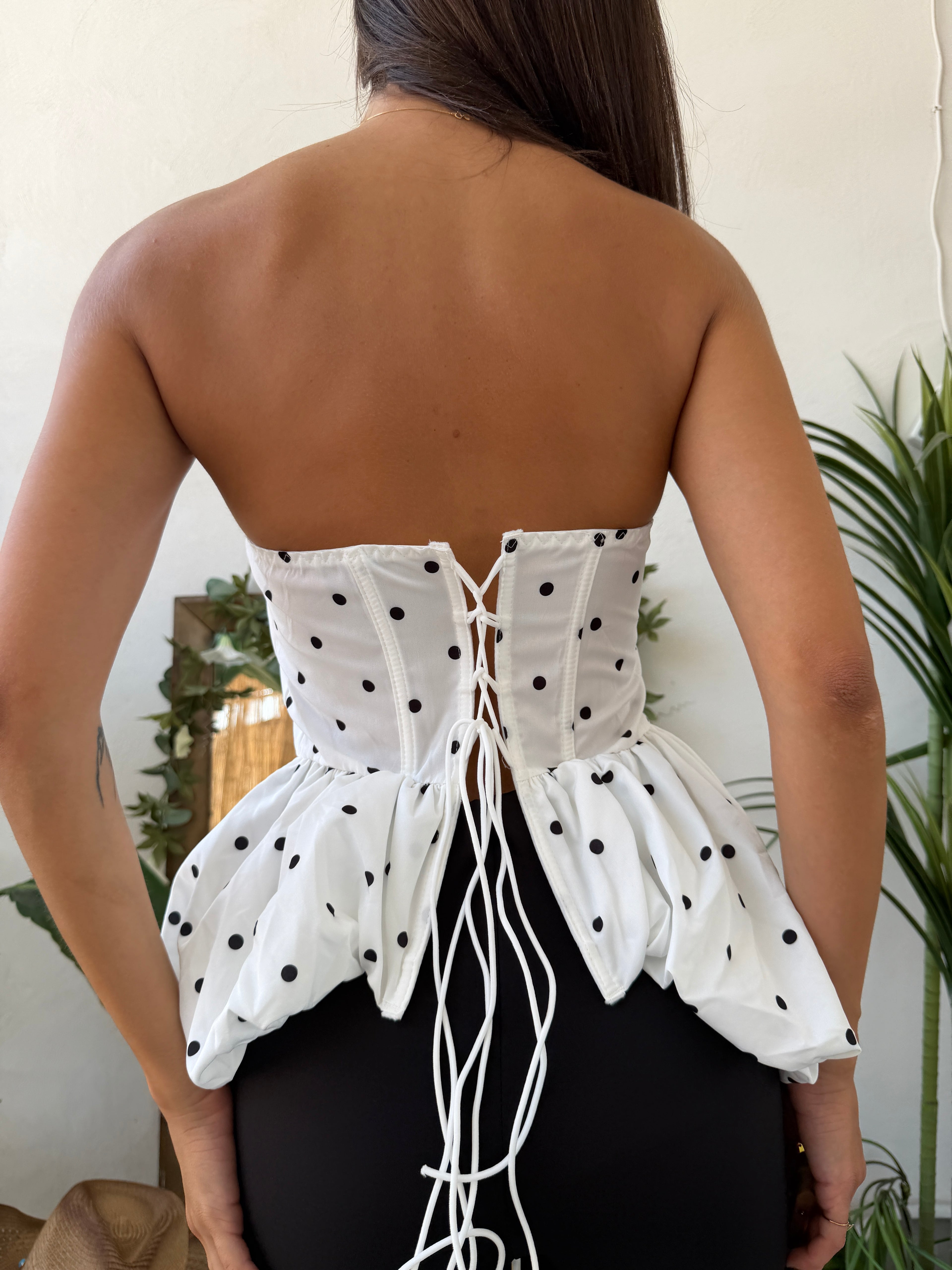 Bustier a pois con balza