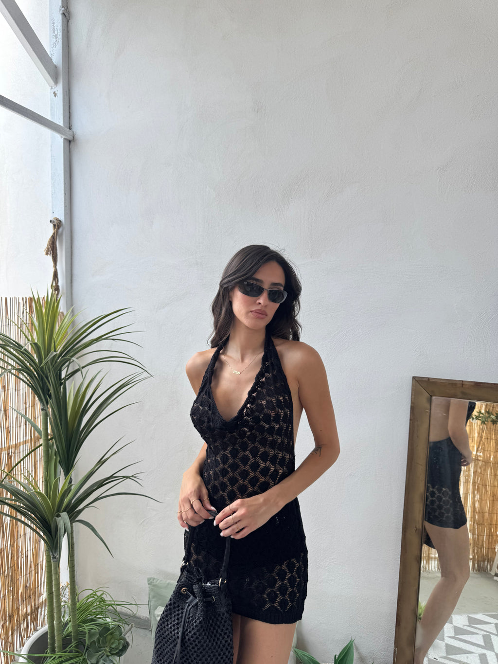 Abito Copricostume Tropical Crochet con Schiena Scoperta