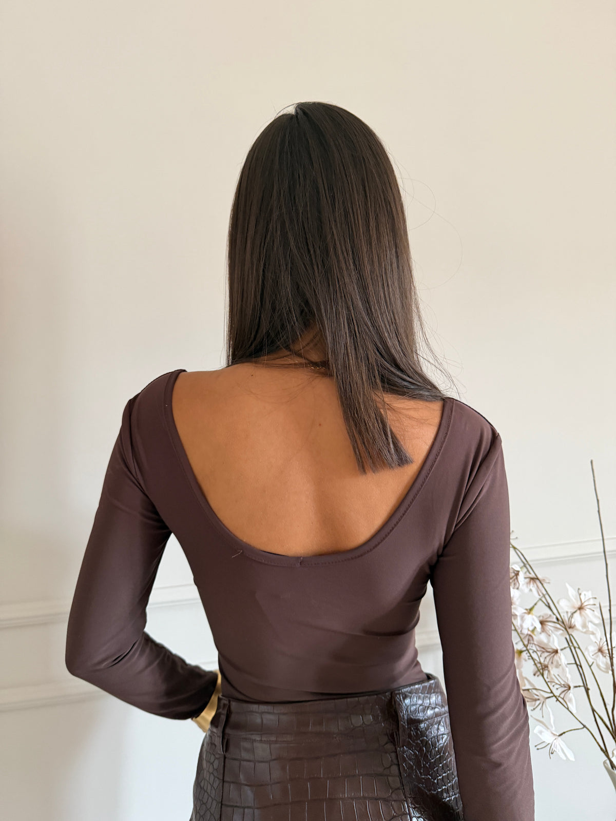 Body a Maniche Lunghe con Scollo Ampio