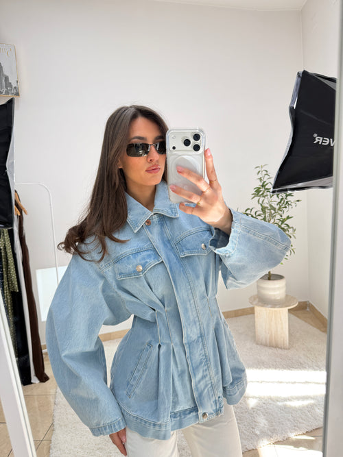 Jacket in denim con effetto corsetto in vita