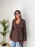 Blazer doppio bottone a pois con cintura