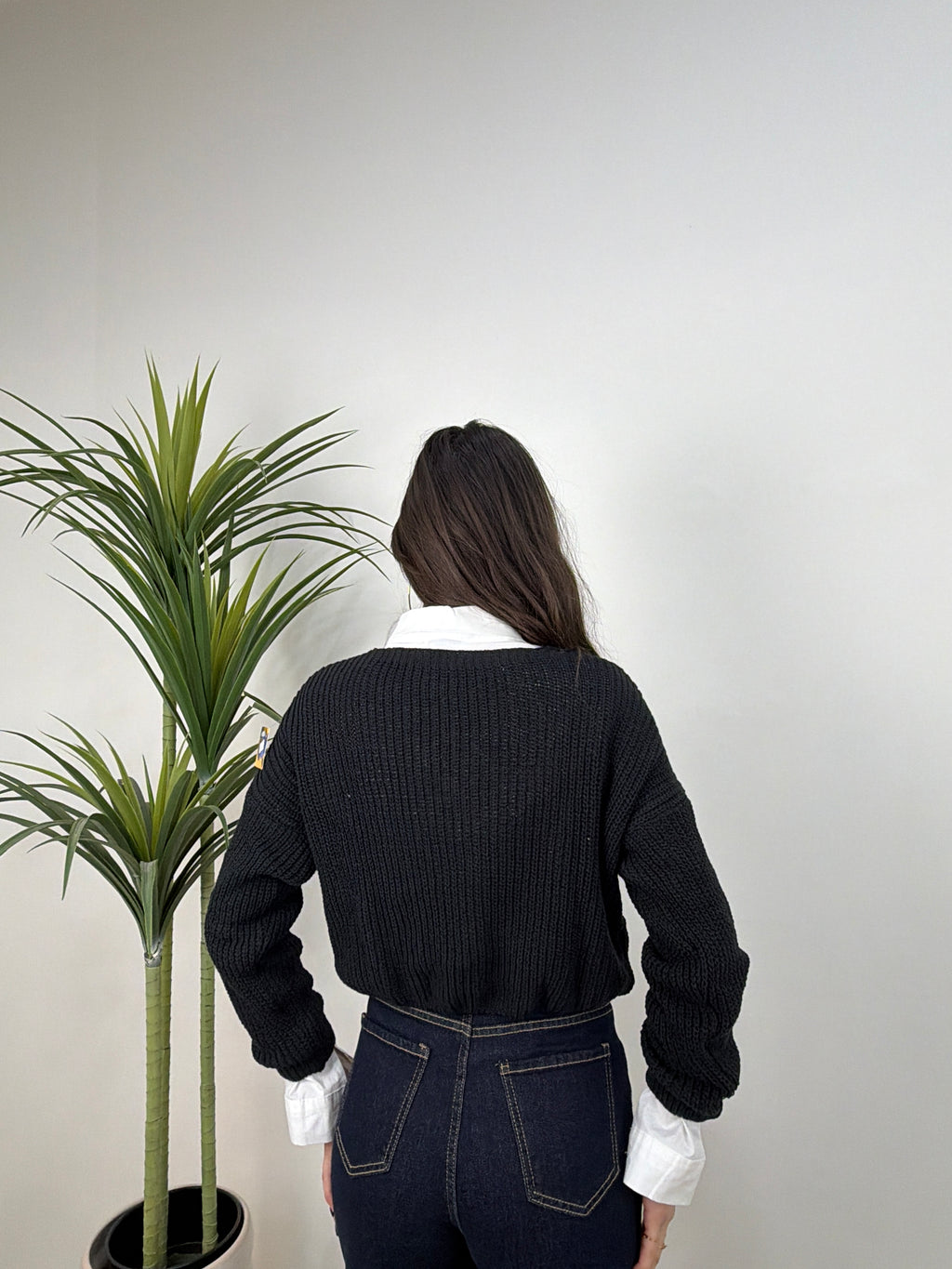 Cardigan cropped in maglia a coste