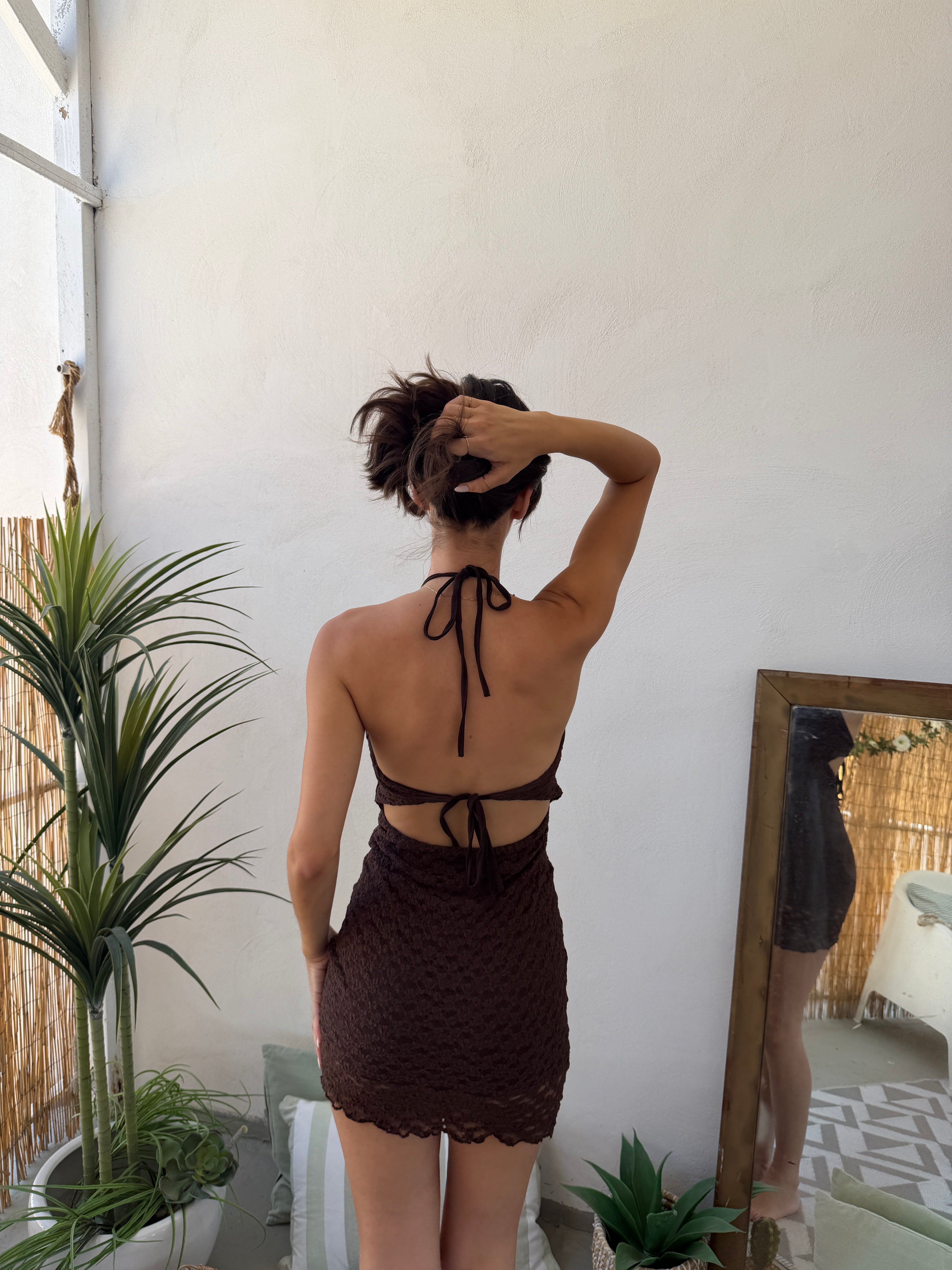 Mini dress in Pizzo Effetto Crochet