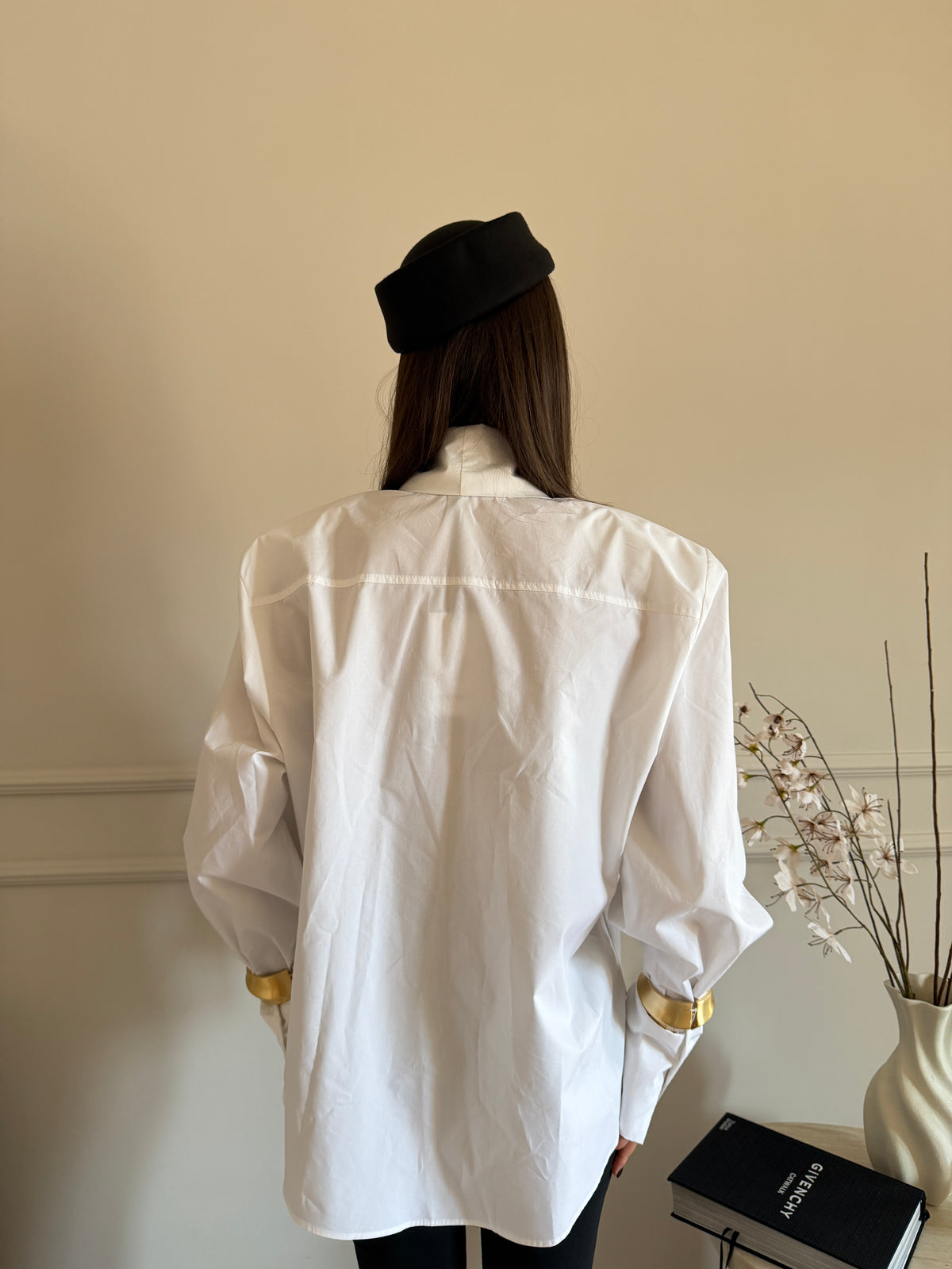 Camicia Bianca Oversize con Fiocco in Vita