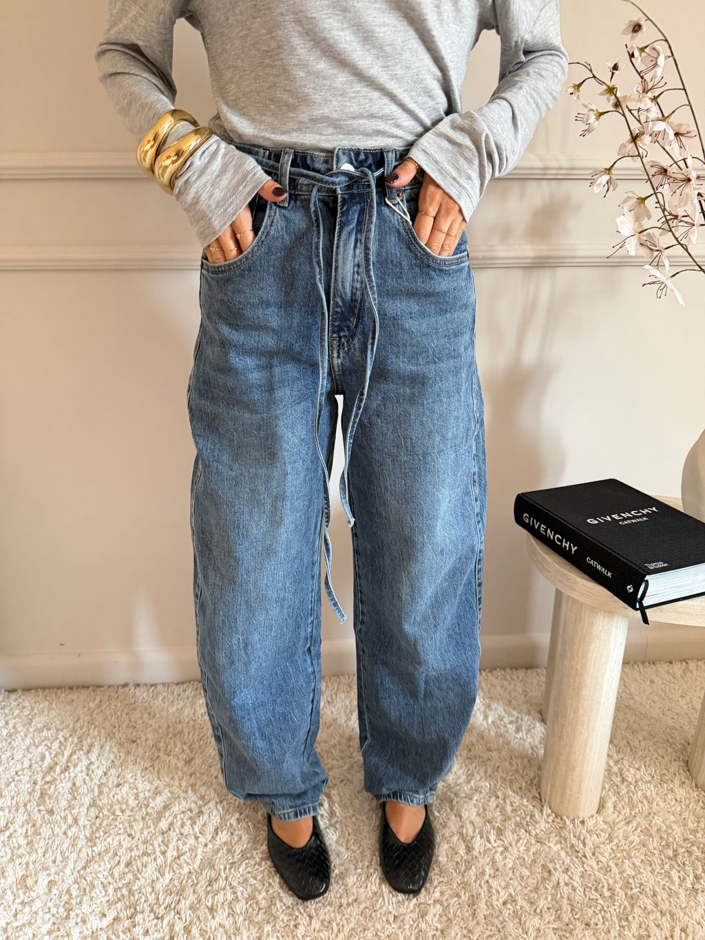 Jeans Wide Leg con Coulisse in Vita