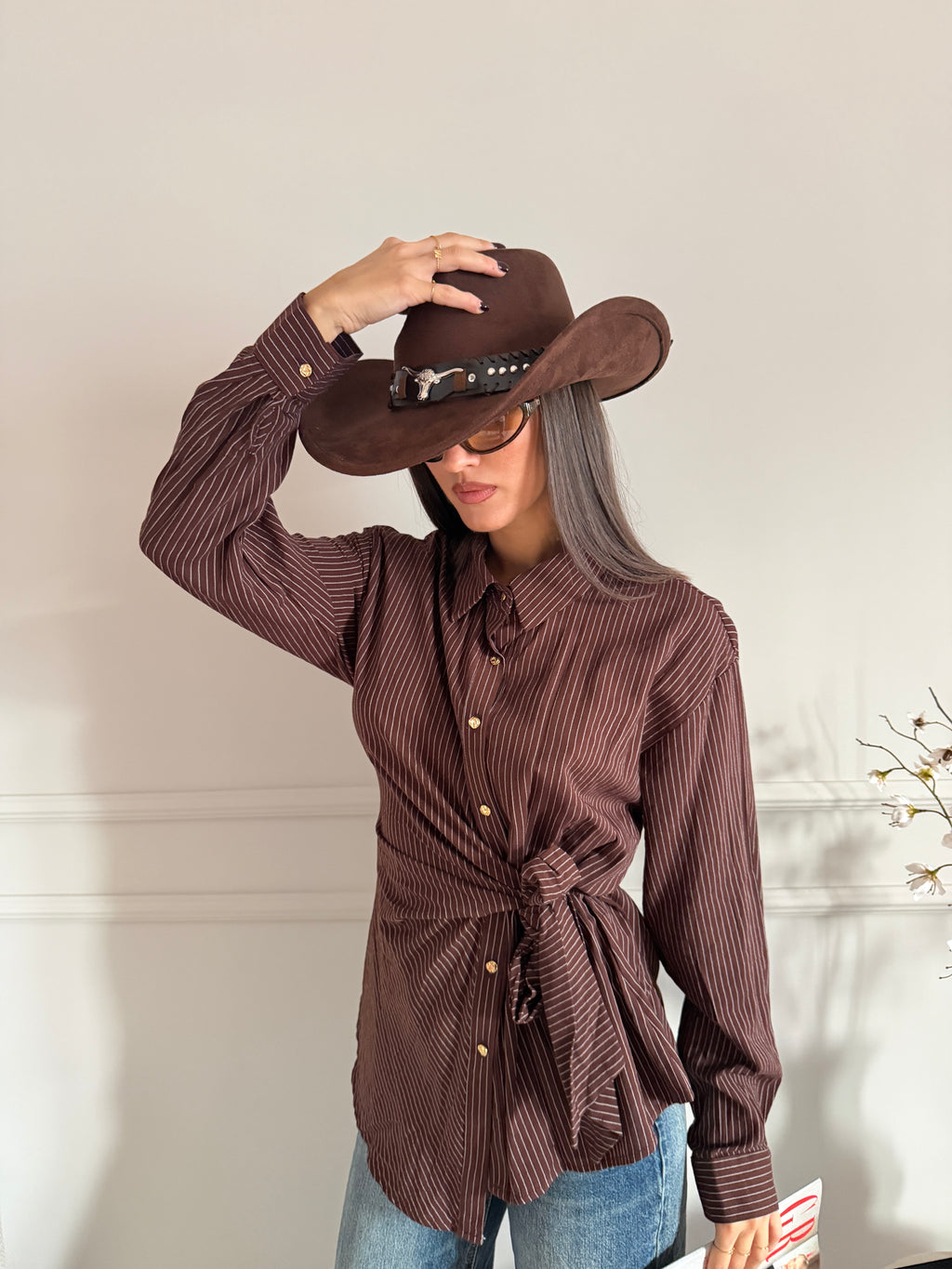 Camicia a Righe con Cintura da Annodare