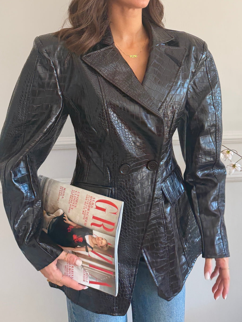 Blazer Crocodile Effetto Pelle