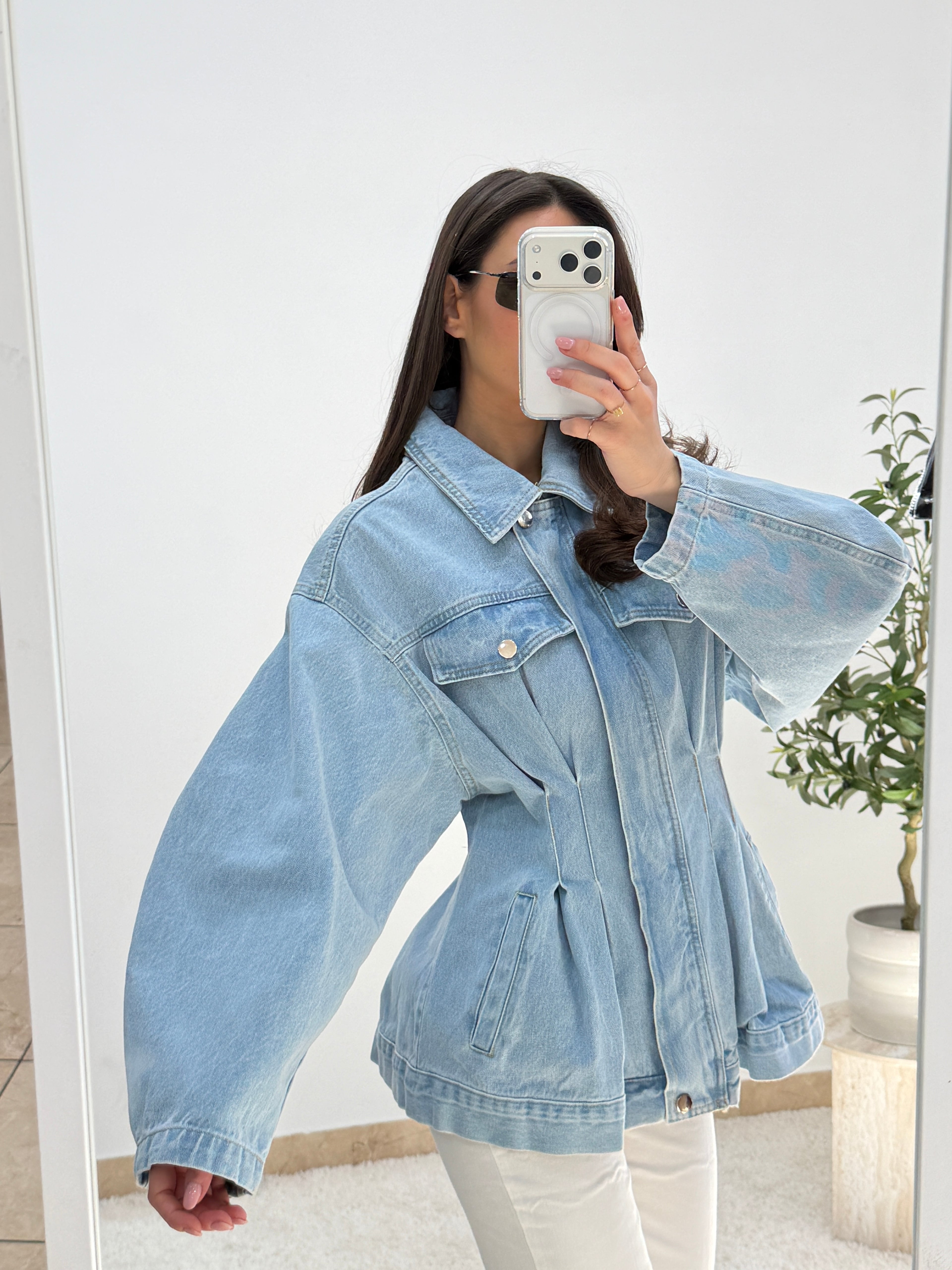 Jacket in denim con effetto corsetto in vita