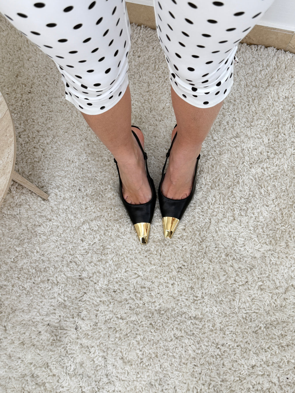 Slingback con punta gold