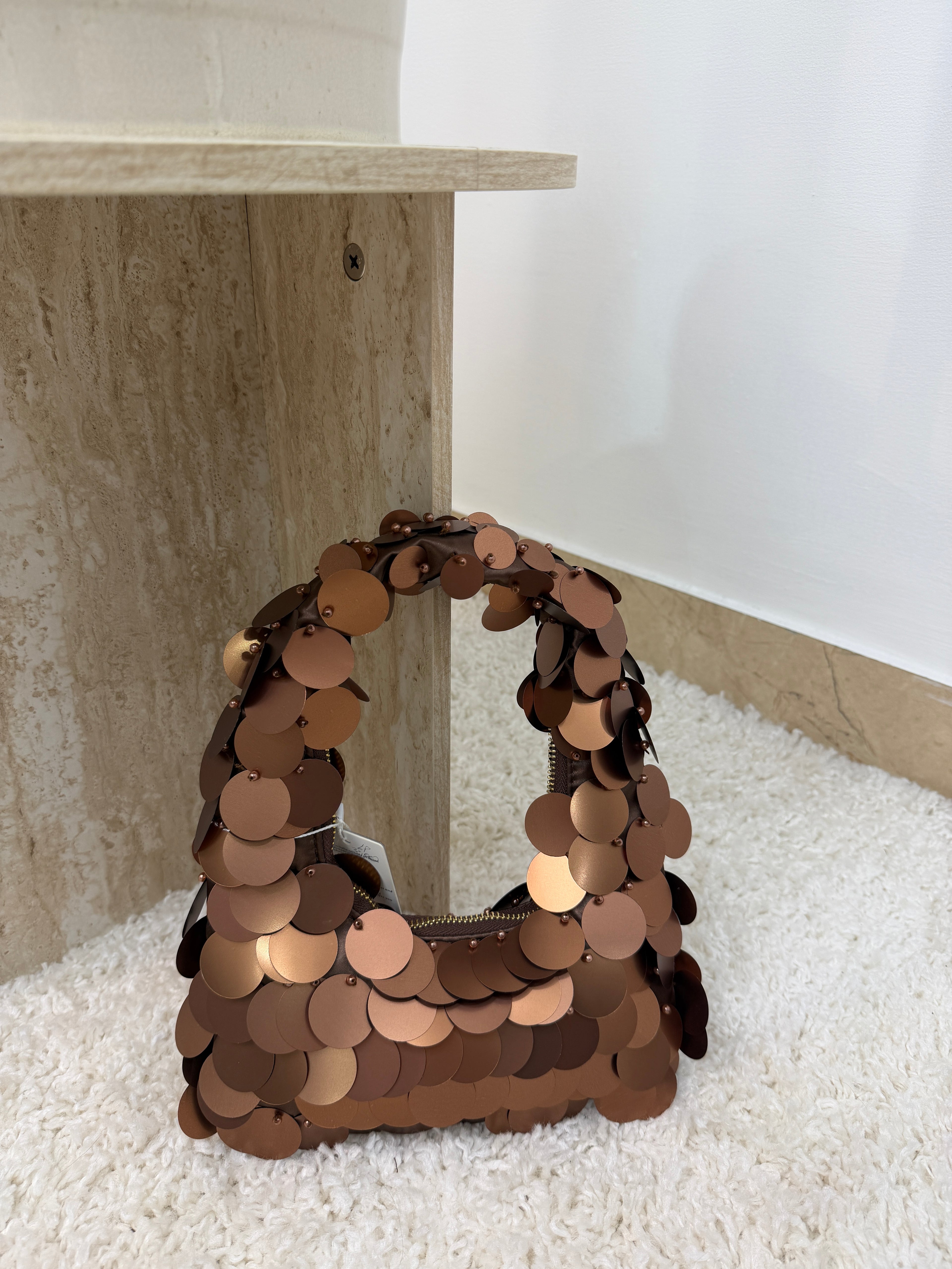 Borsa  con paillettes – Mini bag elegante a spalla con manico