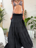 Gonna lunga a balze con fascia in vita