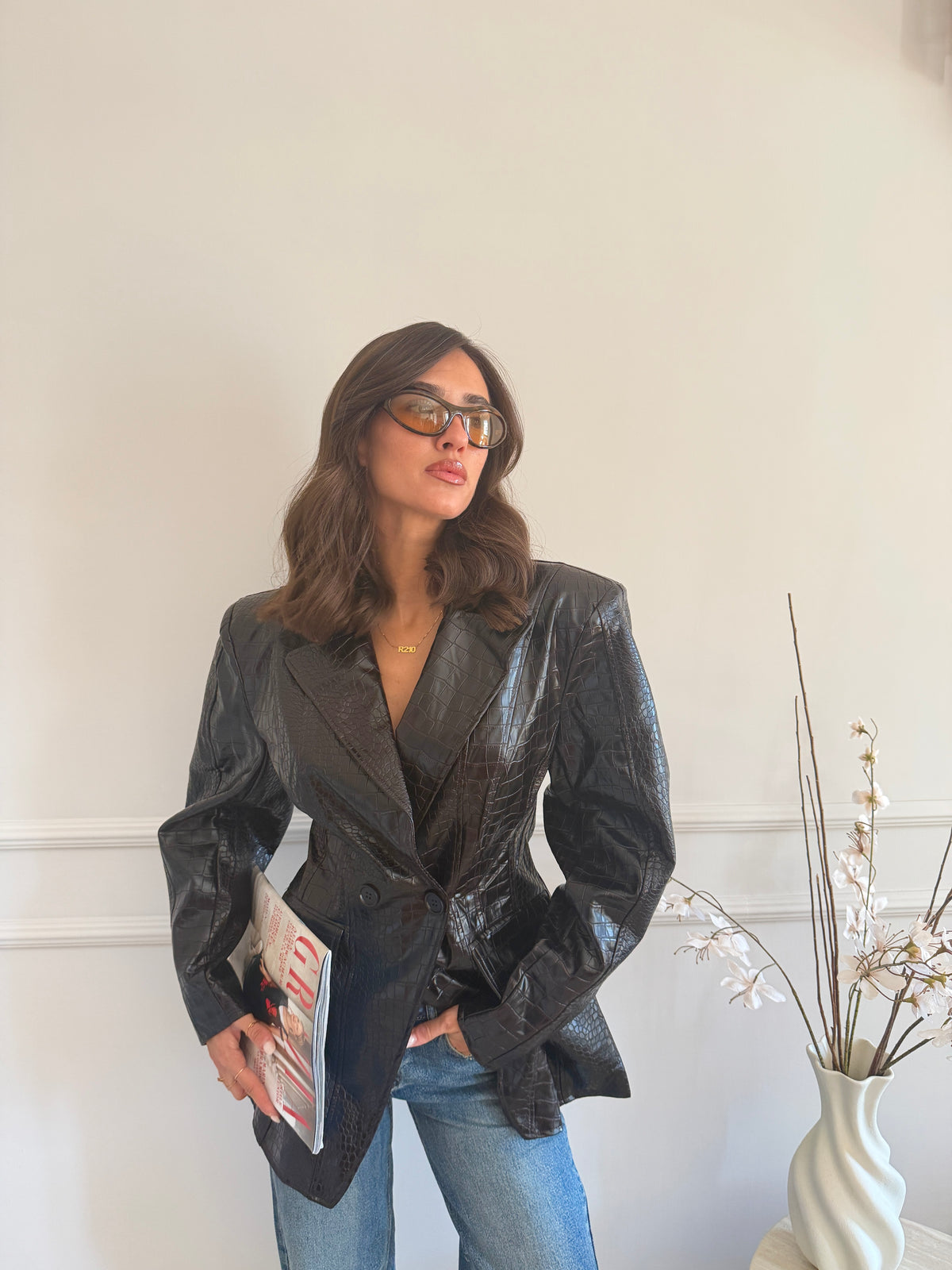 Blazer Crocodile Effetto Pelle