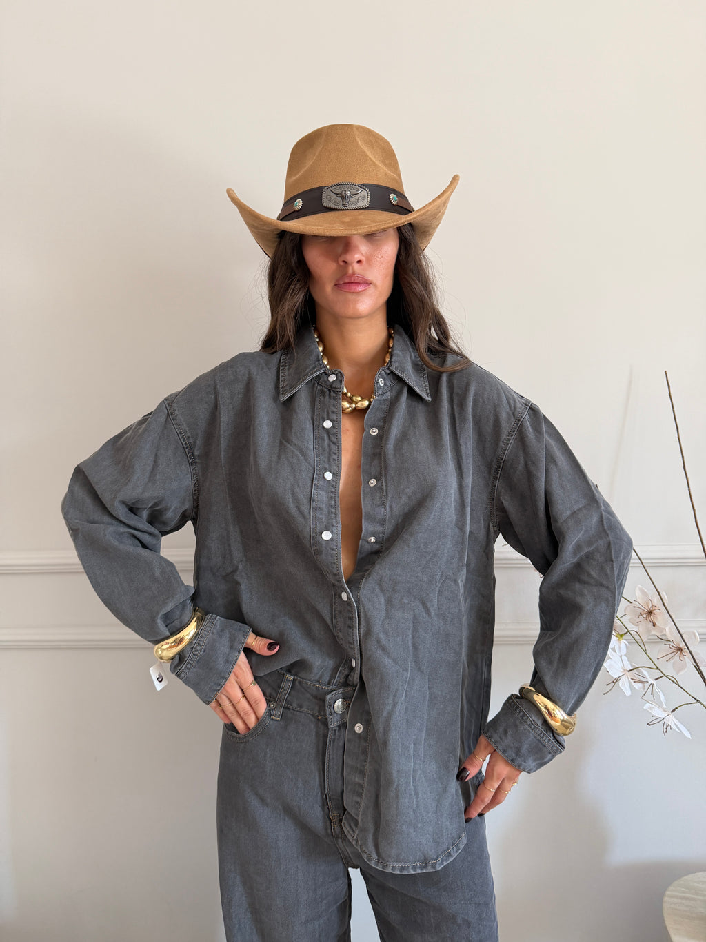 Completo denim Jeans +camicia