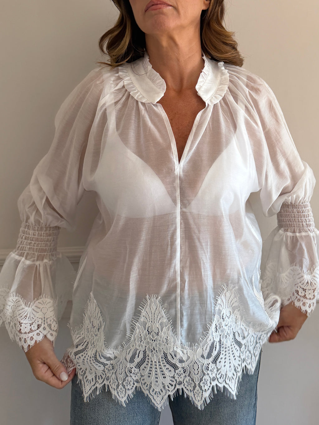 Camicia in Voile con Pizzo