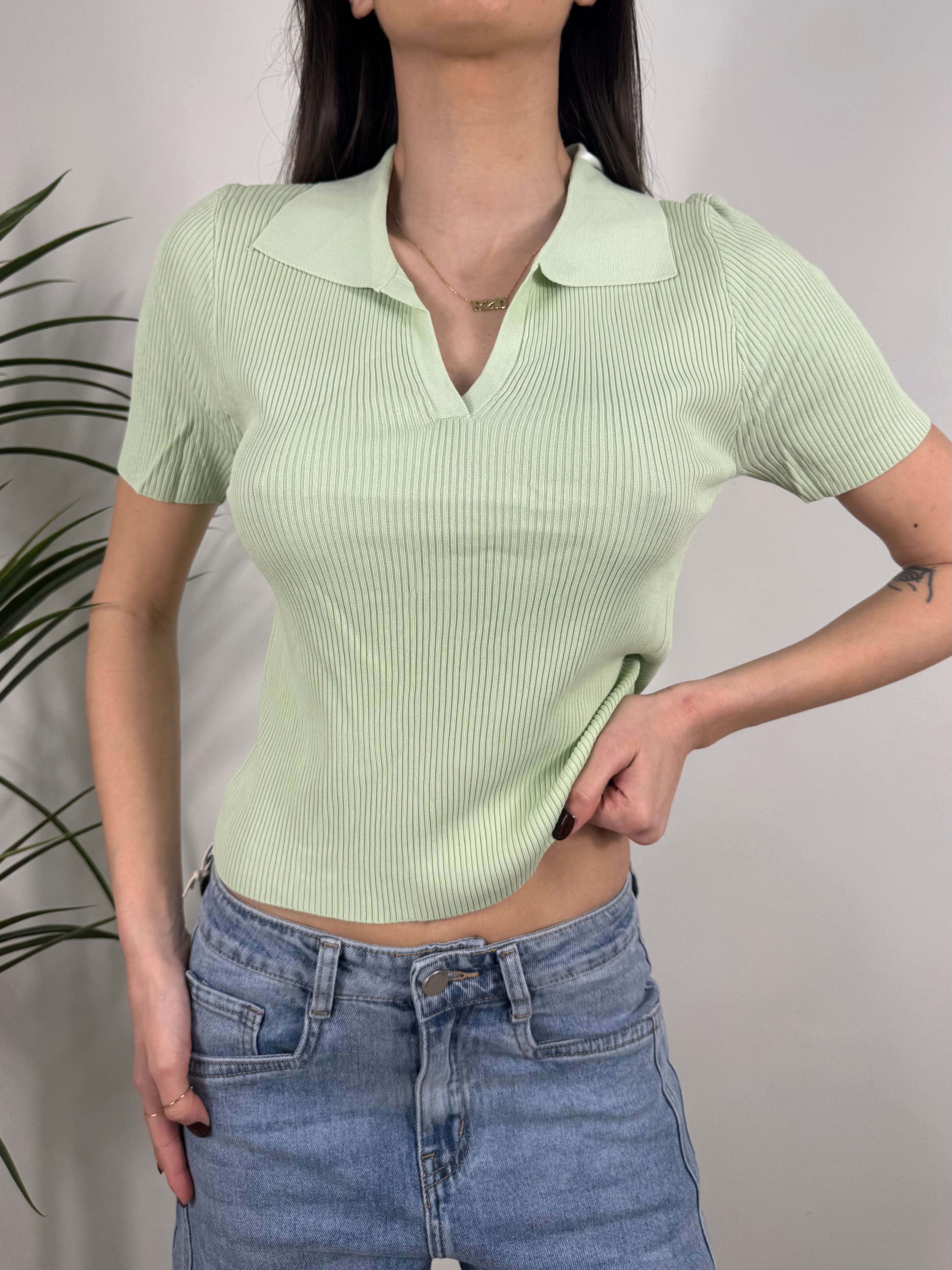 Polo in maglia a coste – Fit aderente