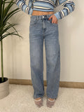 Jeans wide leg  – Denim strutturato effetto washed