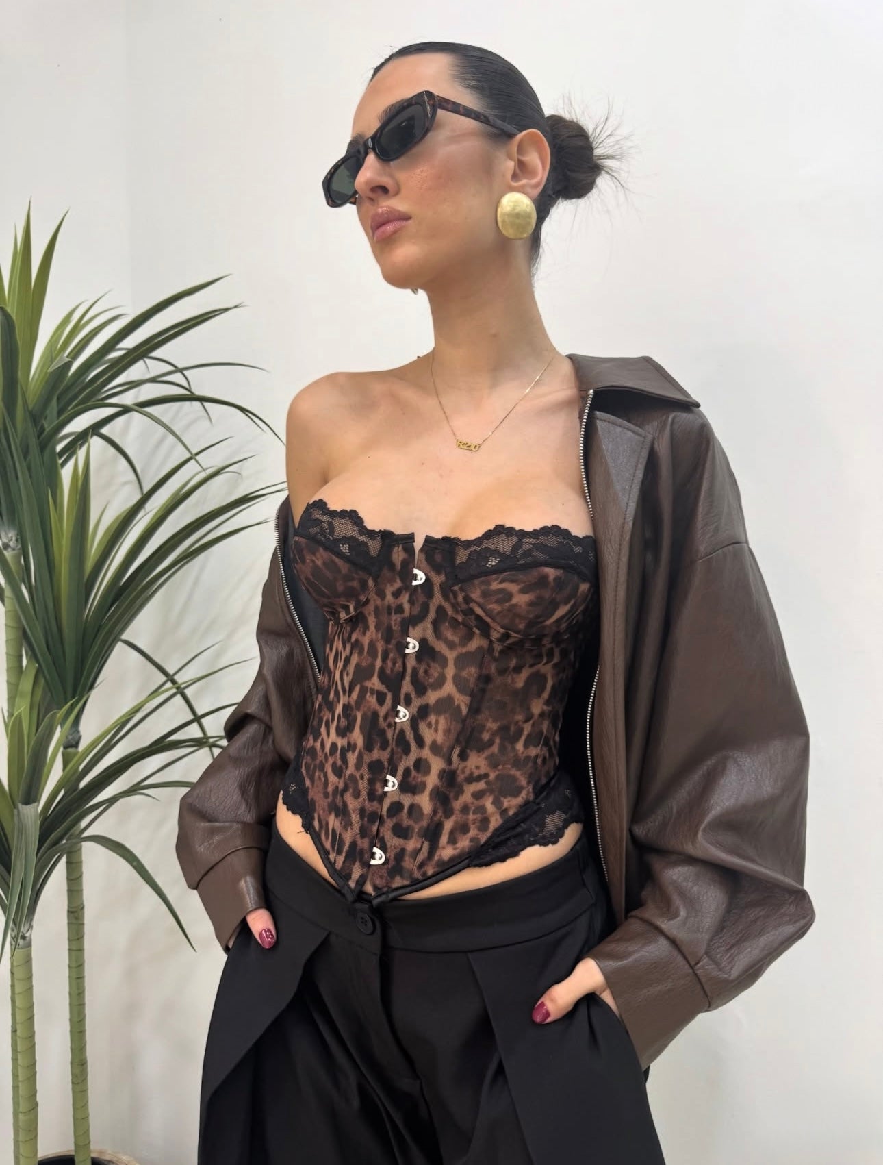 Corsetto animalier con lacci
