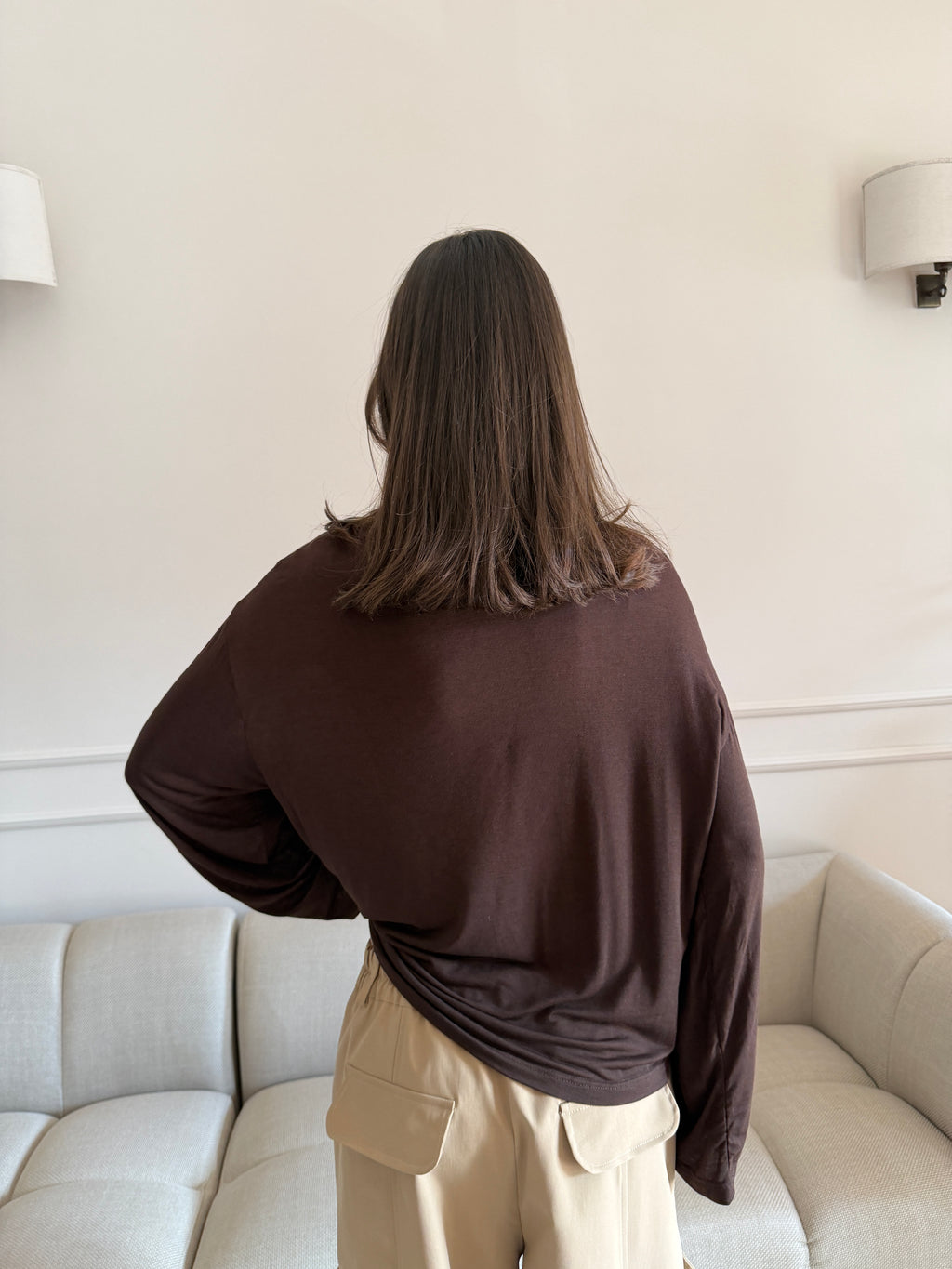 Maglia Oversize Effetto Cashmere con Maniche Svasate