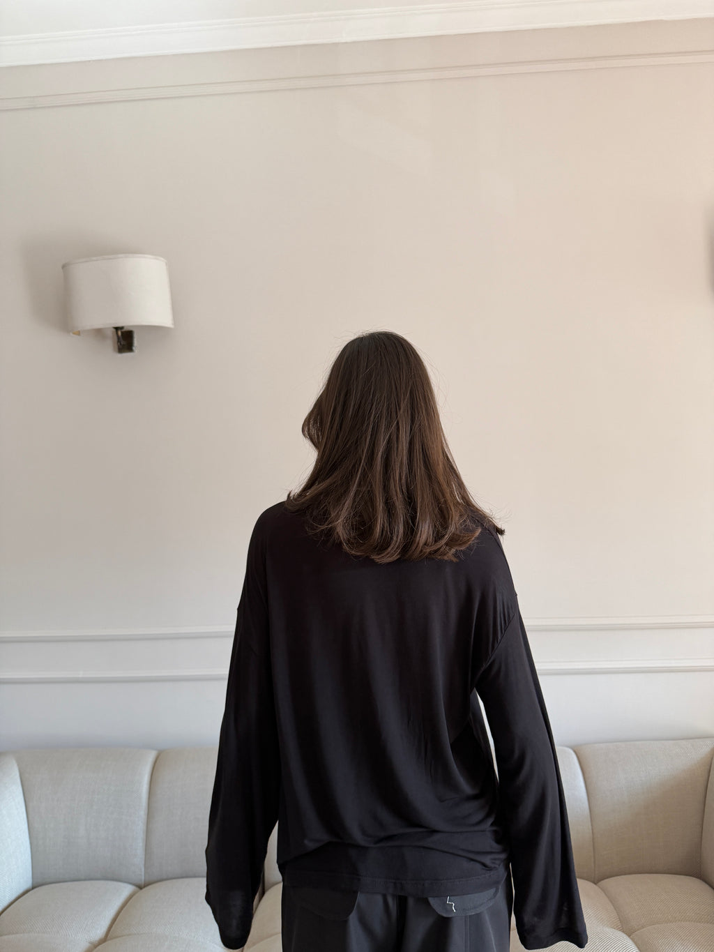 Maglia Oversize Effetto Cashmere con Maniche Svasate