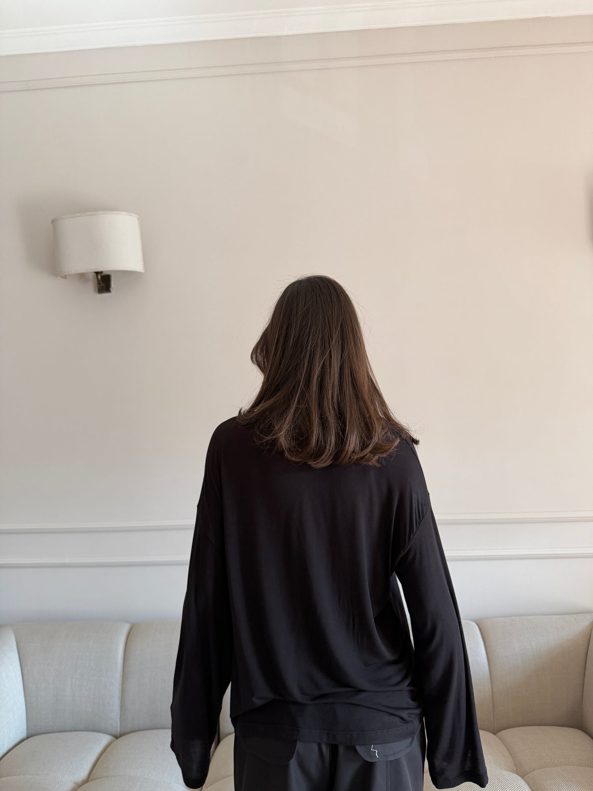 Maglia Oversize Effetto Cashmere con Maniche Svasate