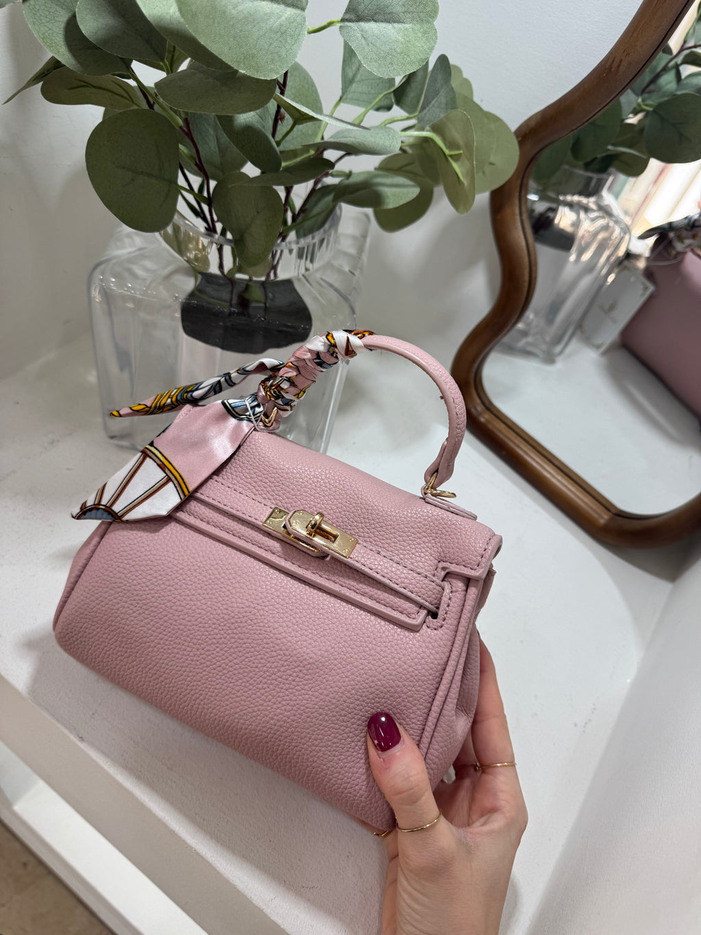 Borsa mini  con manico e foulard decorativo
