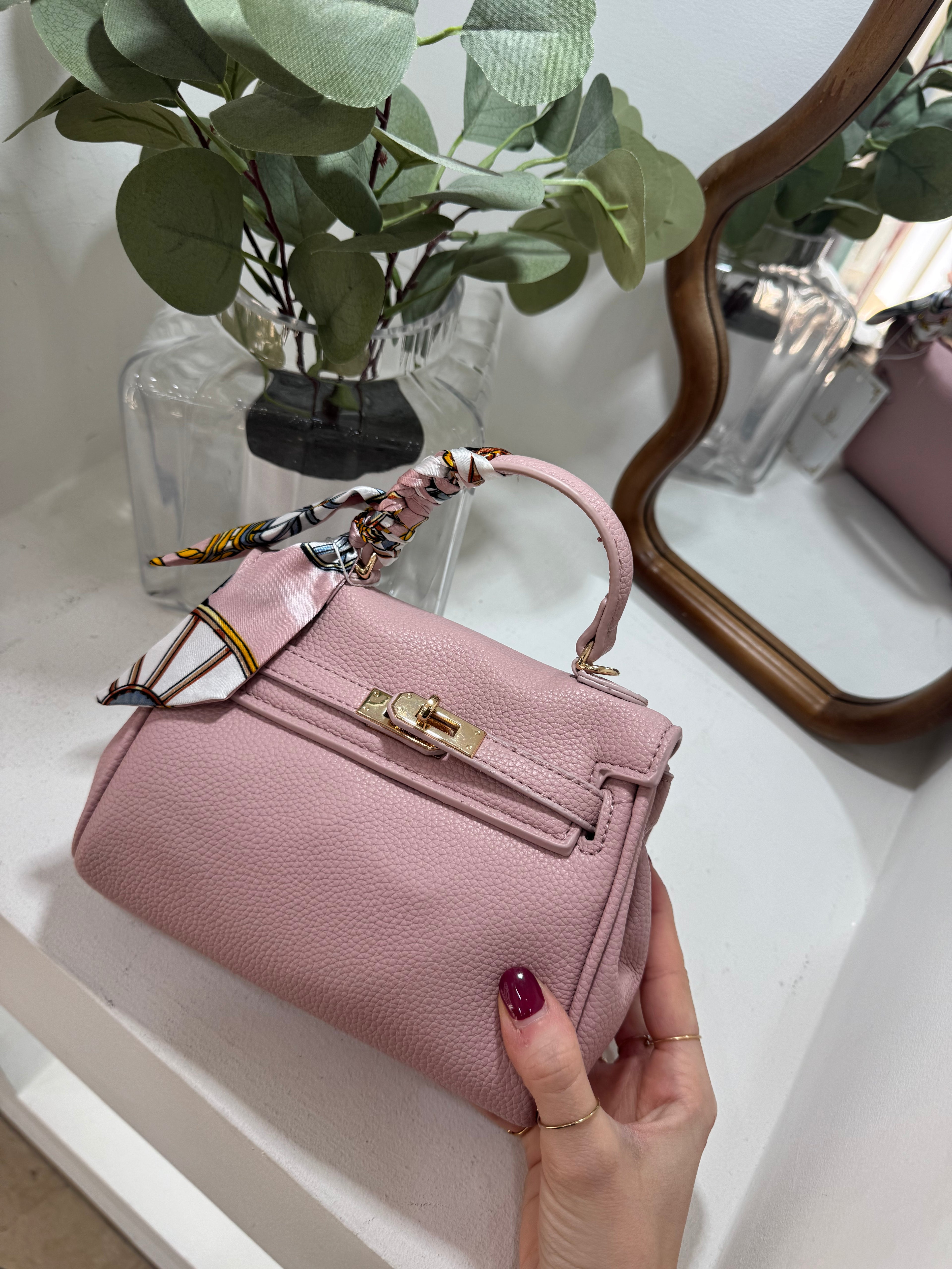 Borsa mini  con manico e foulard decorativo